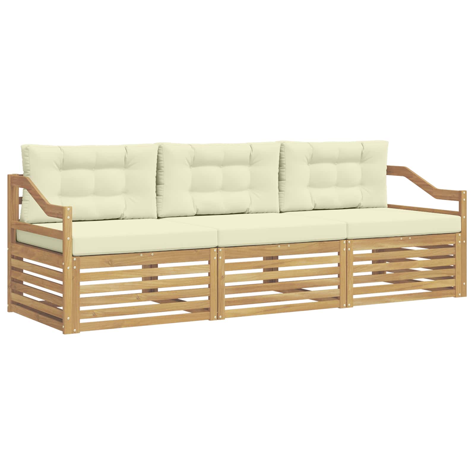 Ensemble de canapés d'extérieur 3 pcs Blanc et crème Polyester - XIOS