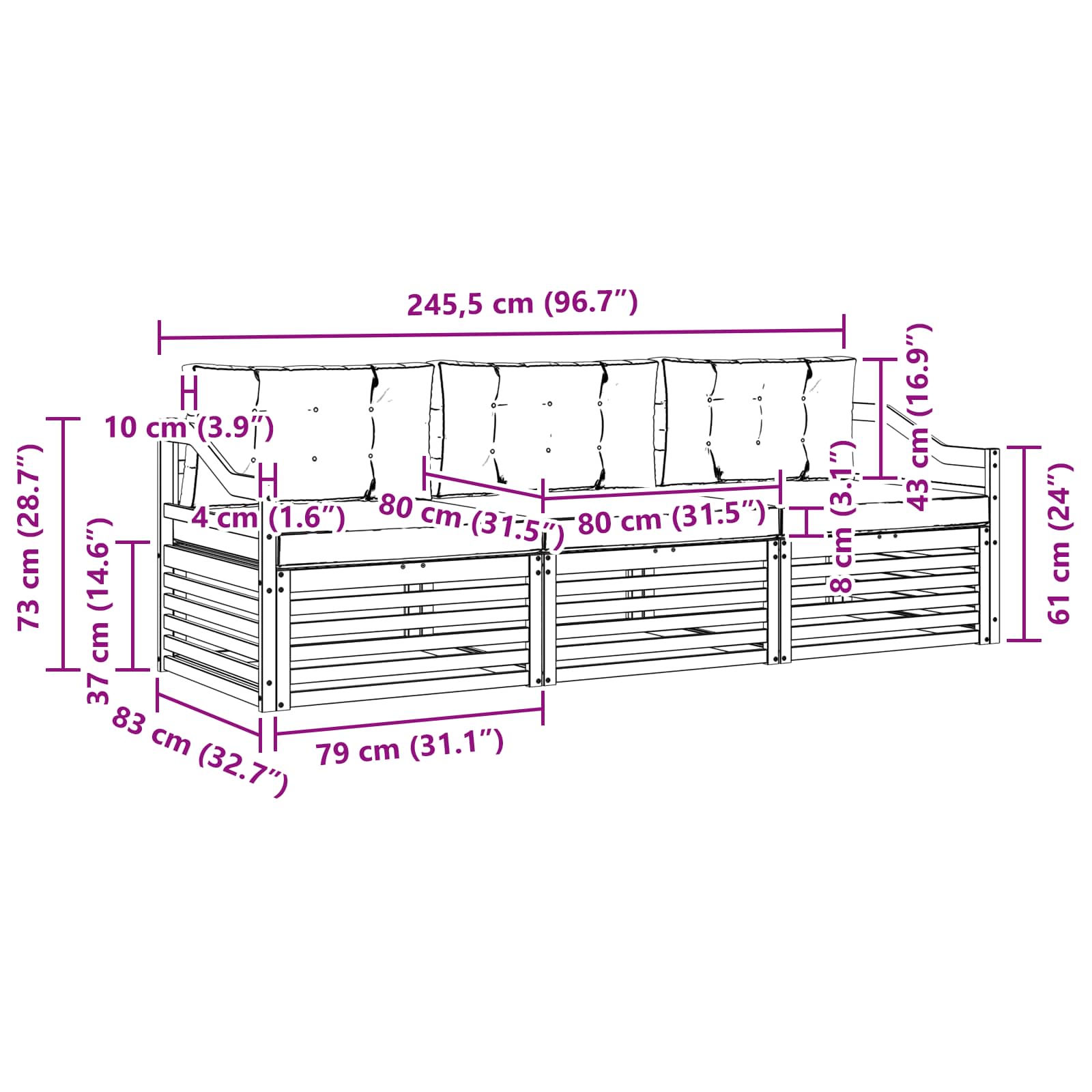 Ensemble de canapés d'extérieur 3 pcs Blanc et crème Polyester - XIOS