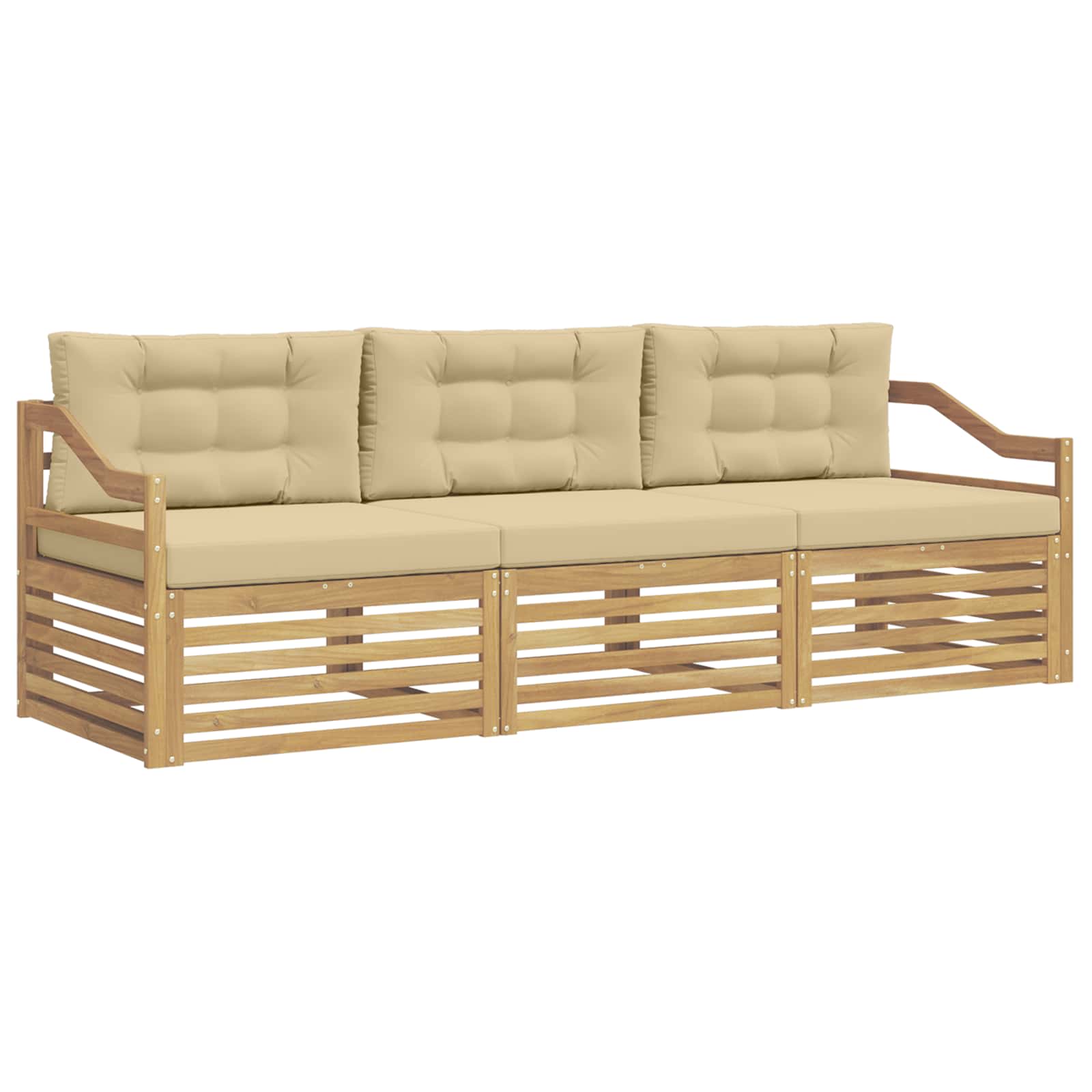 Ensemble de canapés d'extérieur 3 pcs Blanc et Beige Polyester - XIOS