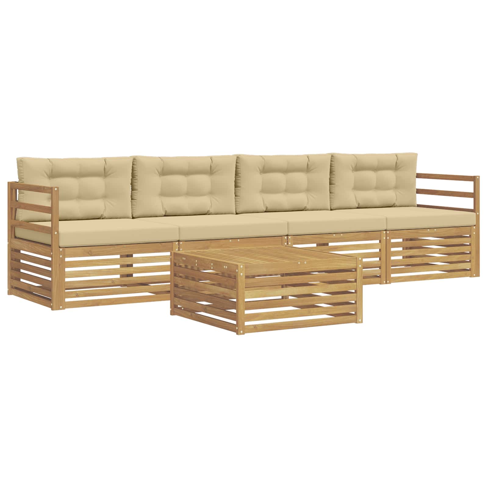 Ensemble de canapés d'extérieur 5 pcs Blanc et Beige - XIOS