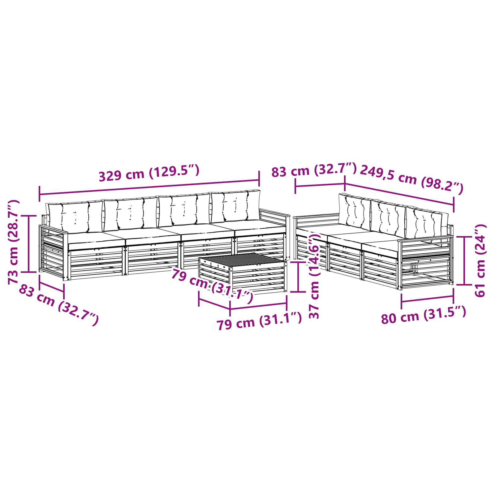Ensemble de canapés d'extérieur 8 pcs Blanc et anthracite - XIOS