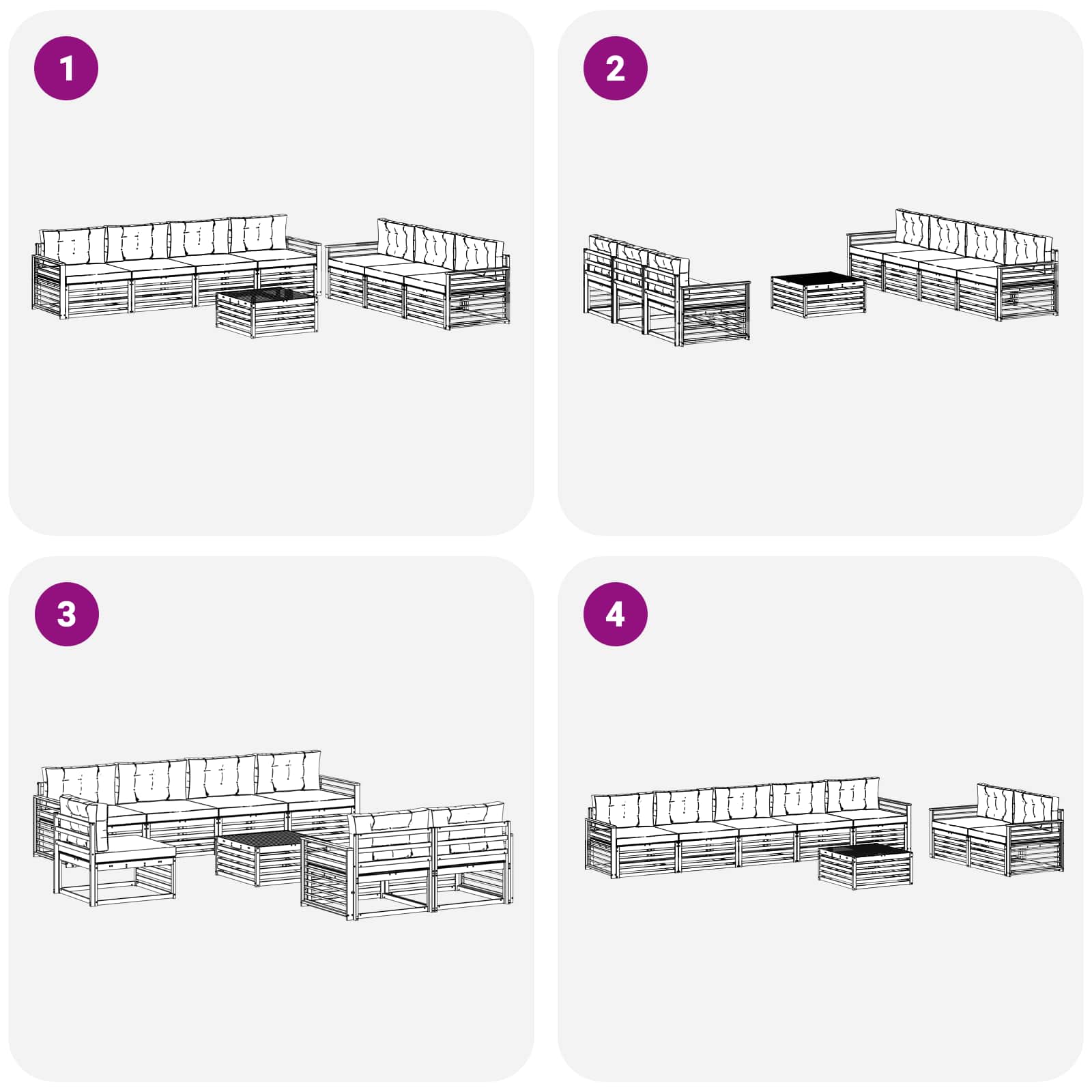 Ensemble de canapés d'extérieur 8 pcs Blanc et anthracite - XIOS