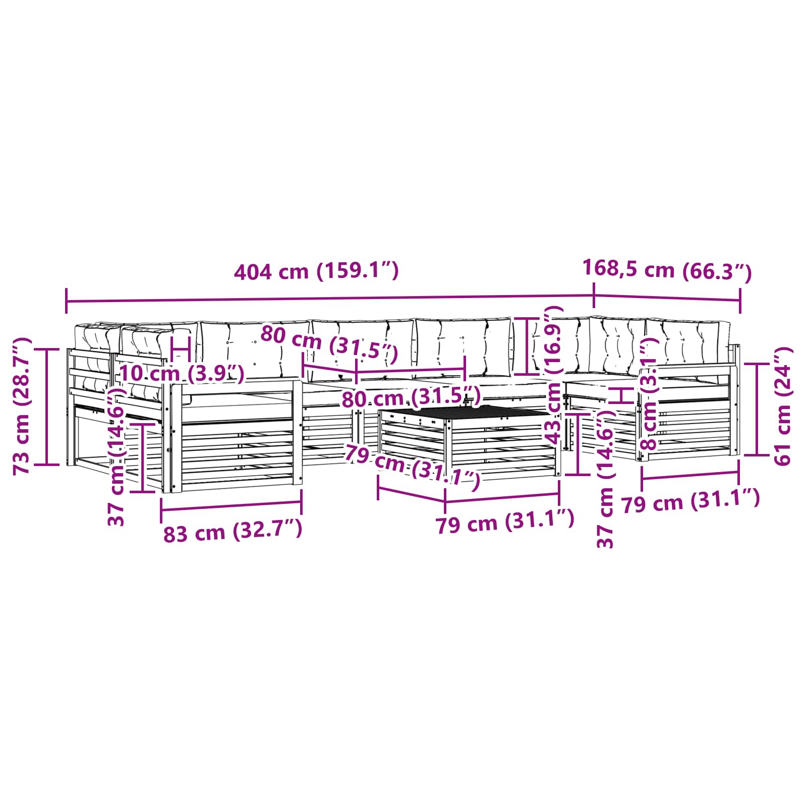 Ensemble de canapés d'extérieur 8 pcs Blanc et anthracite - XIOS