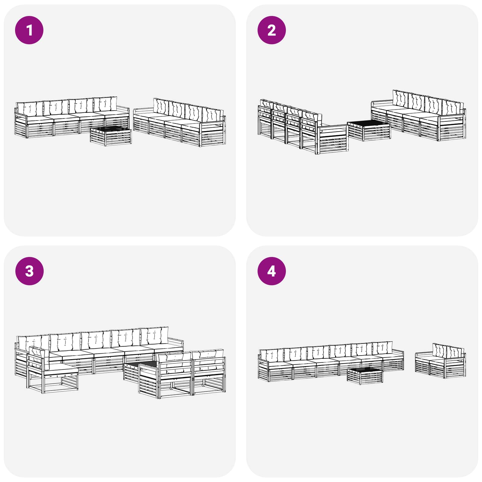 Ensemble de canapés d'extérieur 9 pcs Blanc et crème Polyester - XIOS