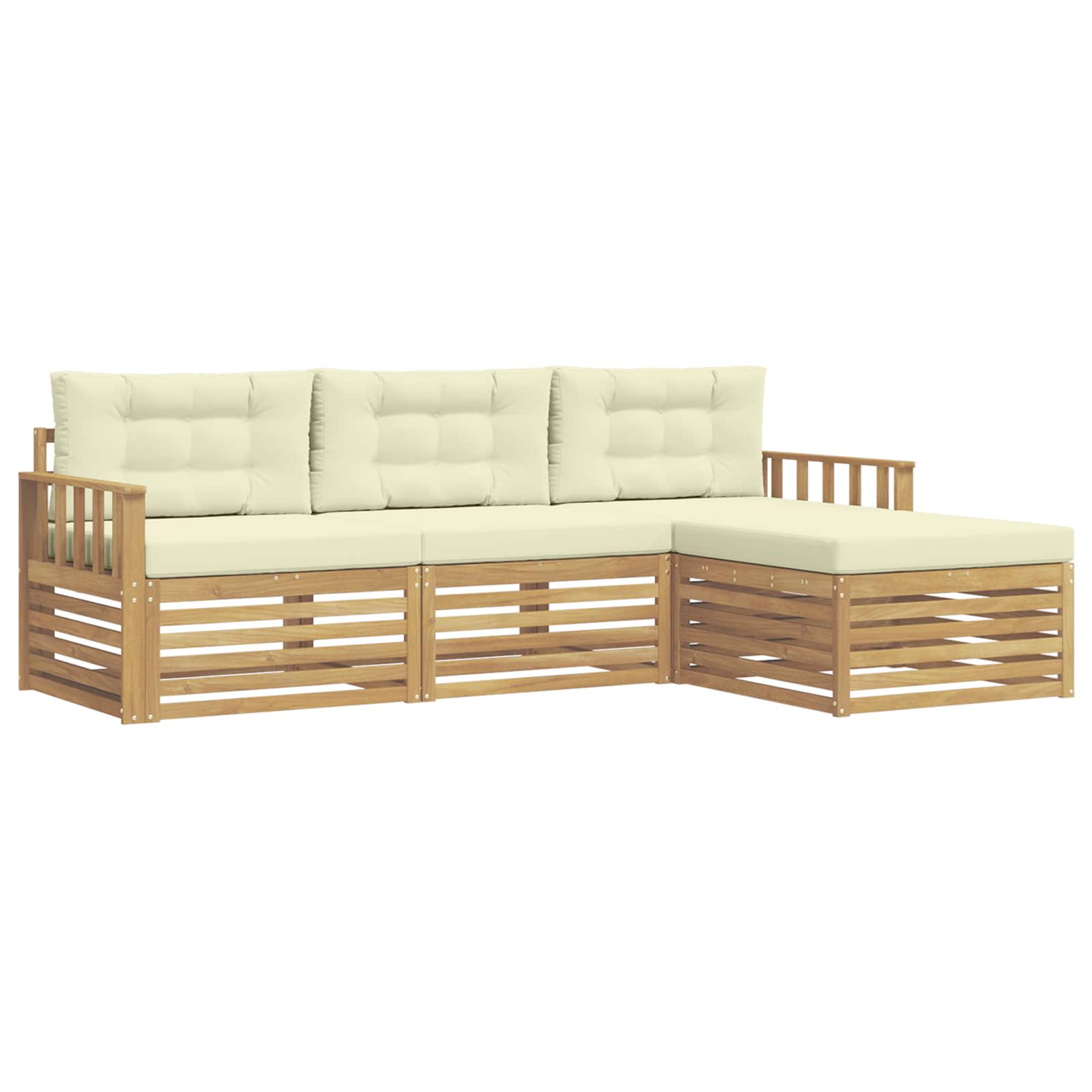 Ensemble de canapés d'extérieur 4 pcs Blanc et crème Polyester - XIOS