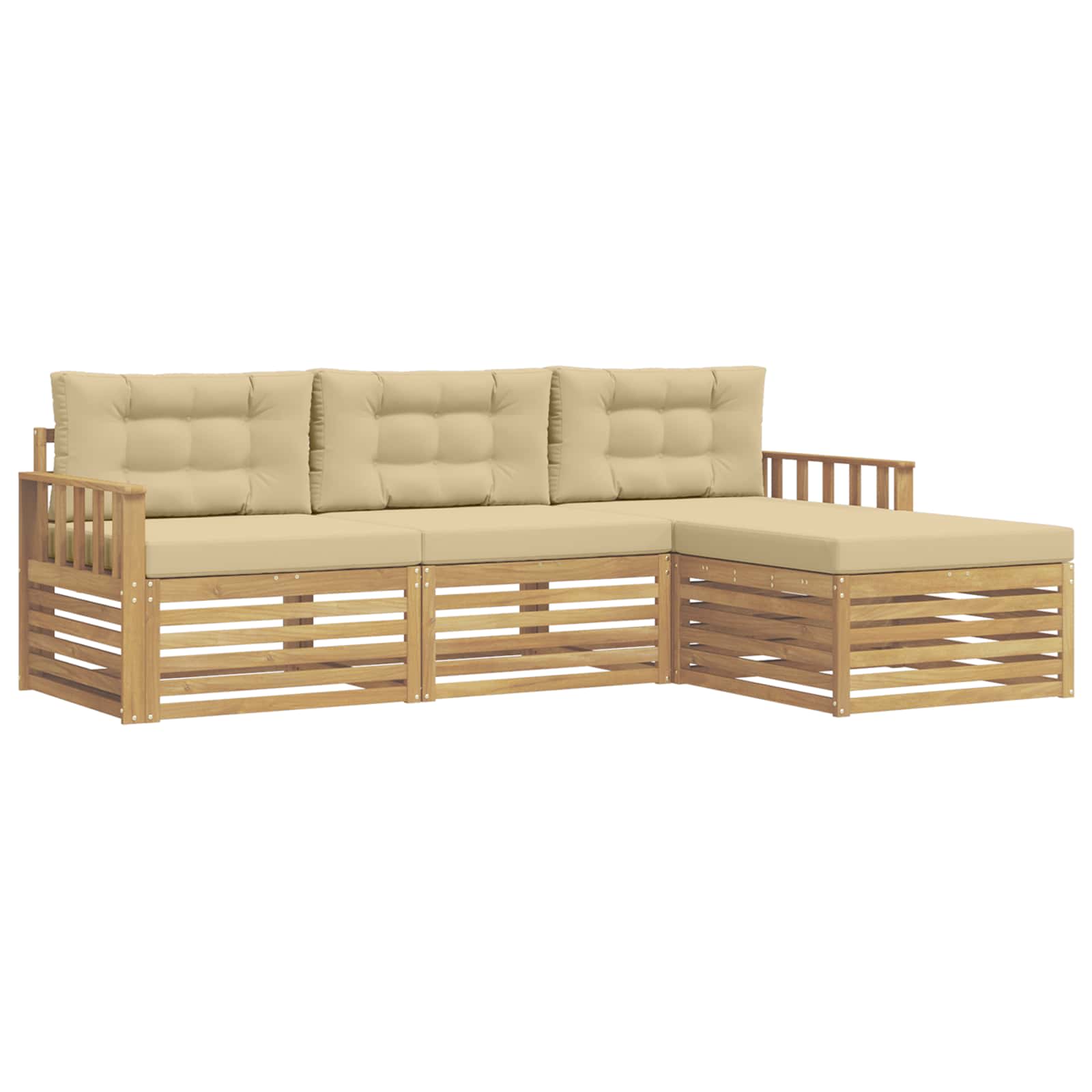 Ensemble de canapés d'extérieur 4 pcs Blanc et Beige Polyester - XIOS
