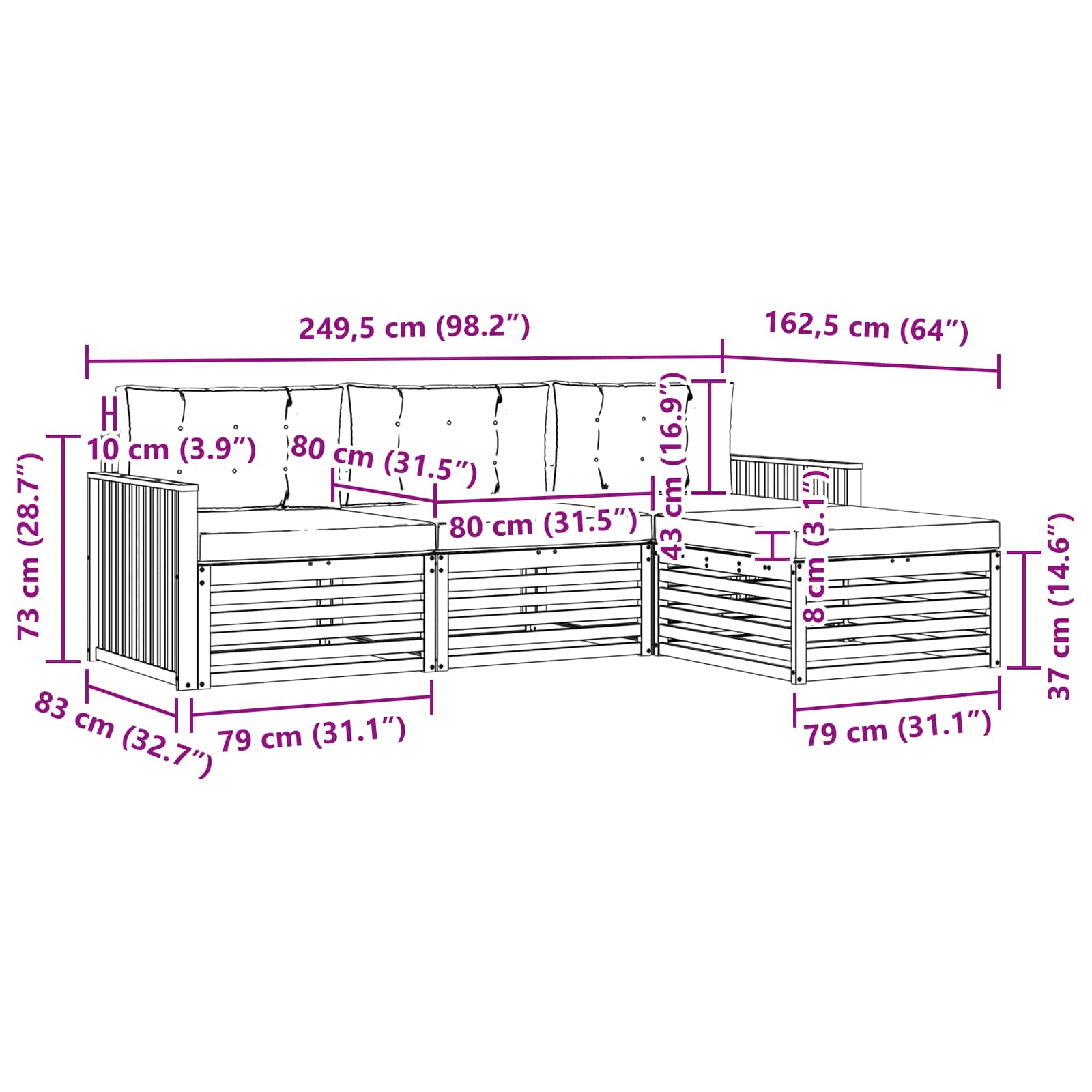 Ensemble de canapés d'extérieur 4 pcs Blanc et Beige - XIOS