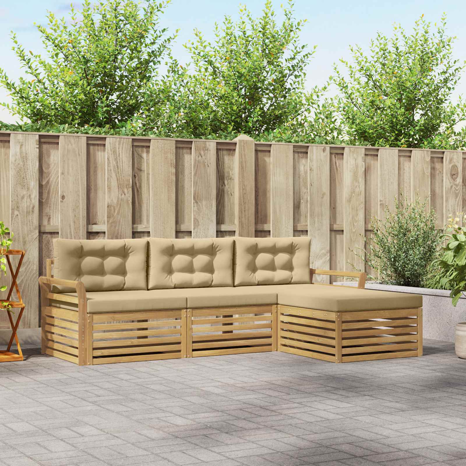 Ensemble de canapés d'extérieur 4 pcs Blanc et Beige - XIOS