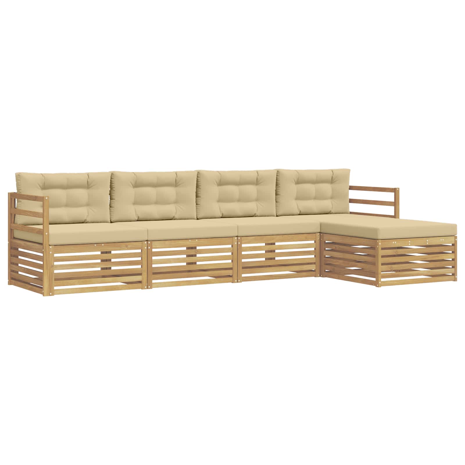 Ensemble de canapés d'extérieur 5 pcs Blanc et Beige Polyester - XIOS