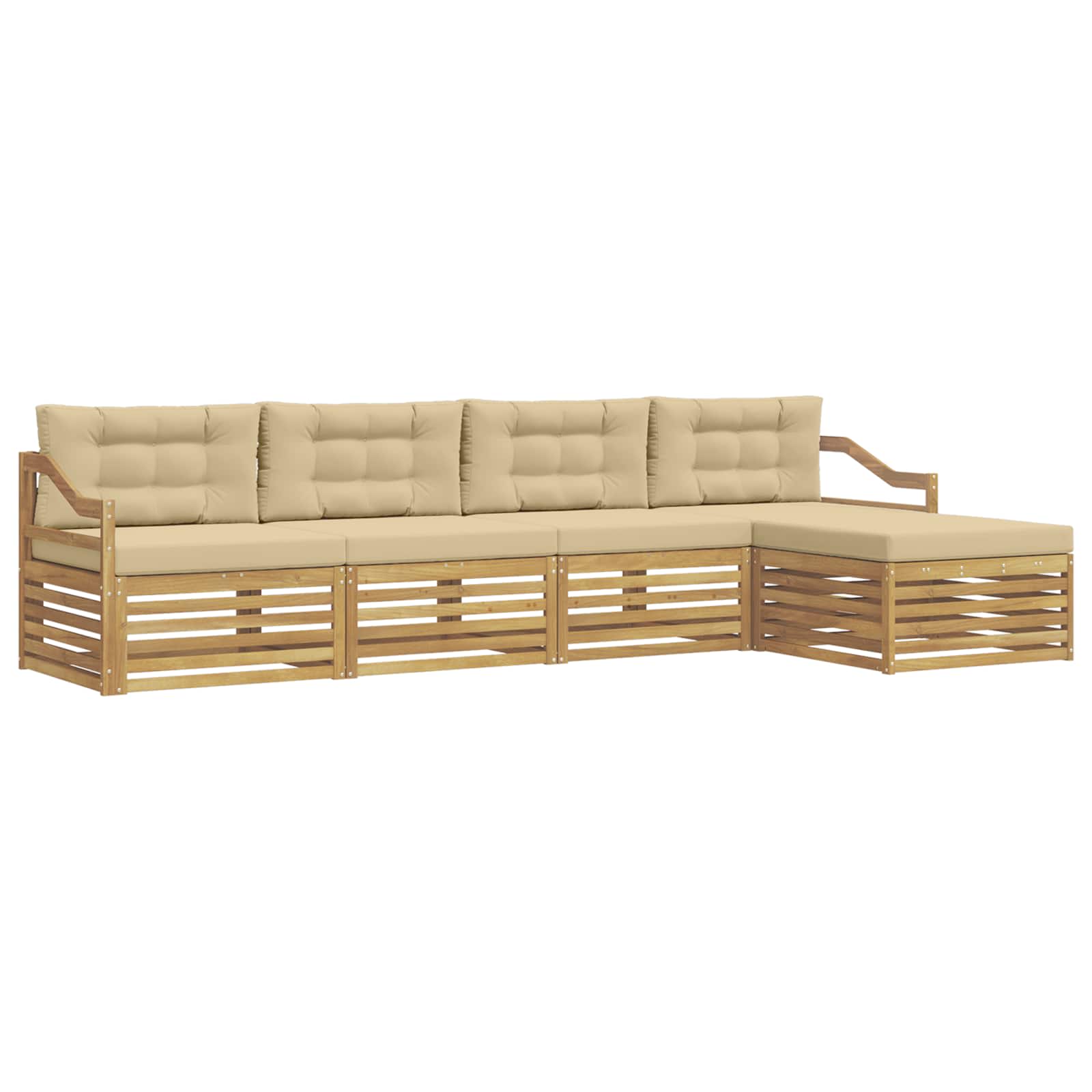 Ensemble de canapés d'extérieur 5 pcs Blanc et Beige Polyester - XIOS