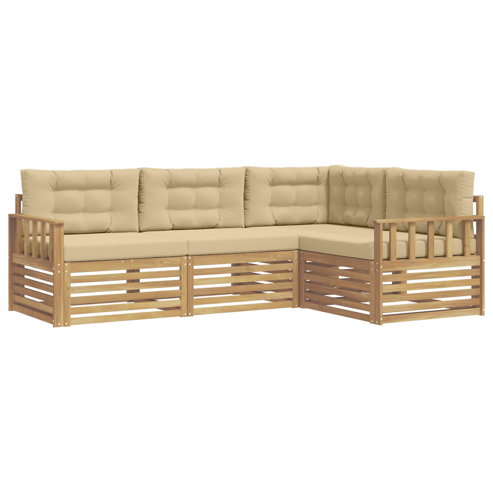 Ensemble de canapés d'extérieur 5 pcs Blanc et Beige Polyester - XIOS