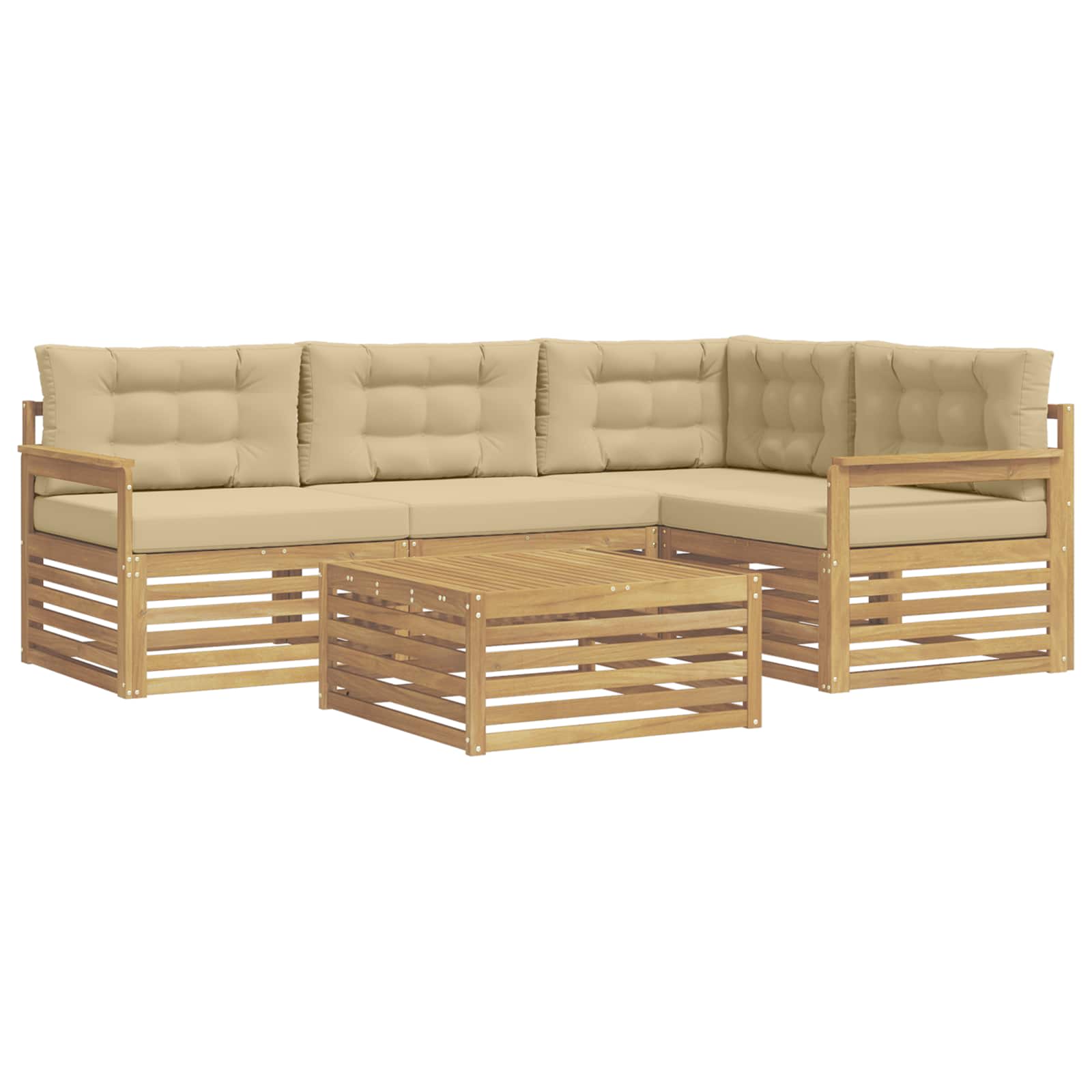 Ensemble de canapés d'extérieur 6 pcs Blanc et Beige Polyester - XIOS