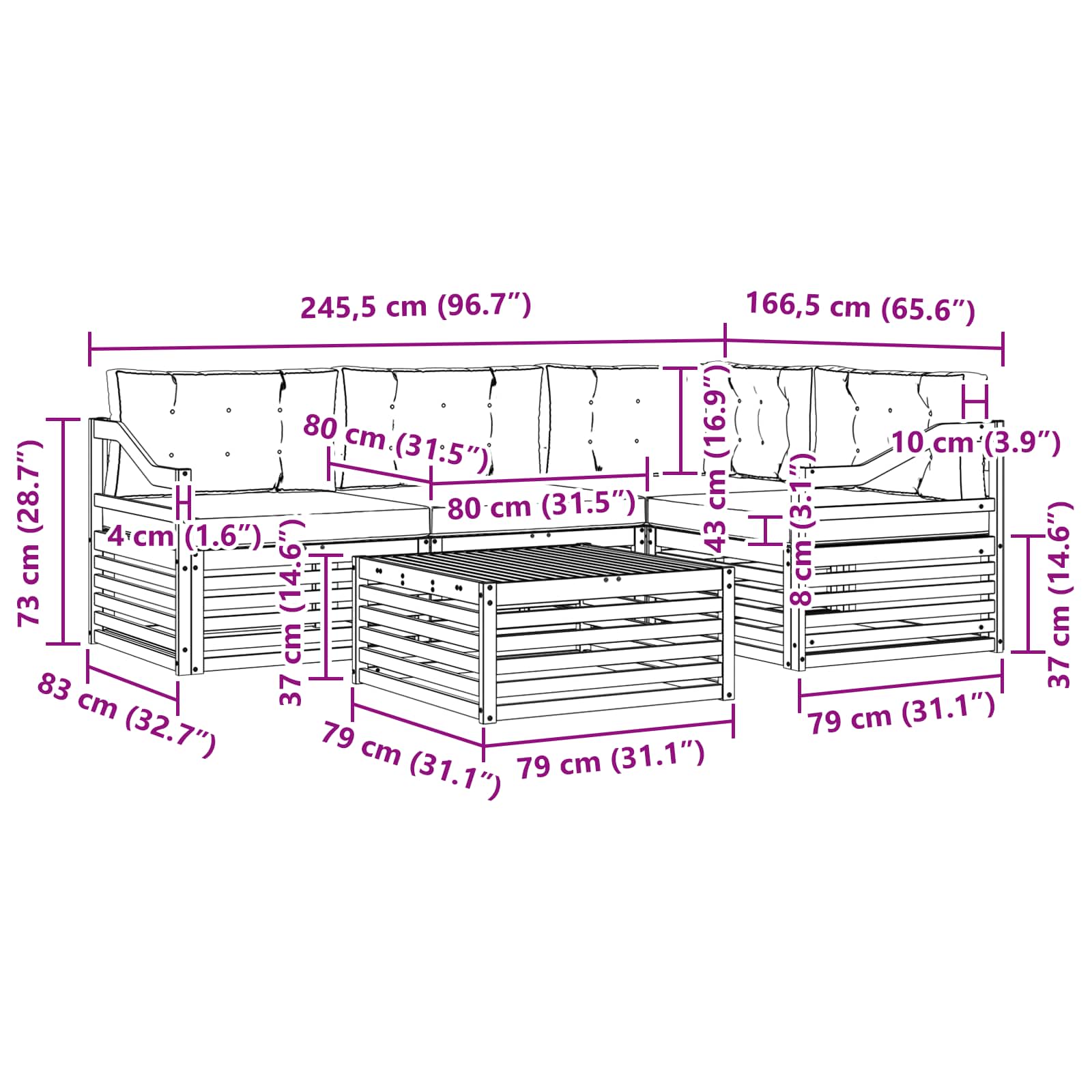 Ensemble de canapés d'extérieur avec coussin 5 pcs - XIOS