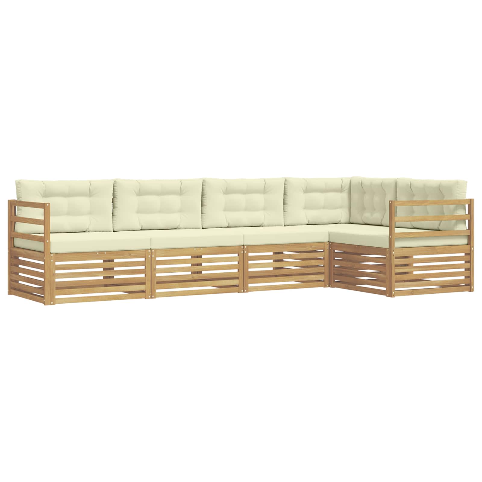 Ensemble de canapés d'extérieur 5 pcs Blanc et crème Polyester - XIOS