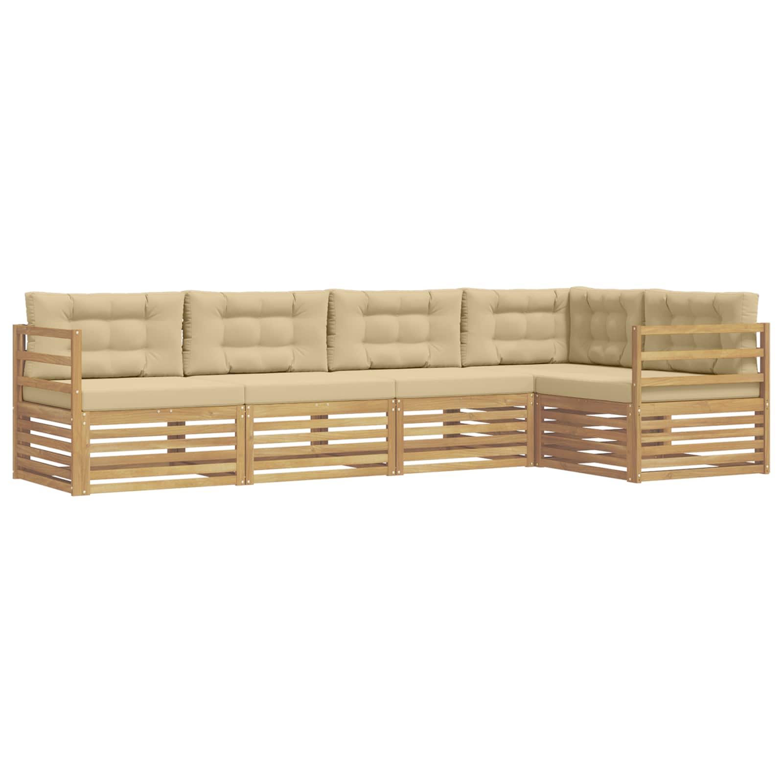 Ensemble de canapés d'extérieur 5 pcs Blanc et Beige Polyester - XIOS
