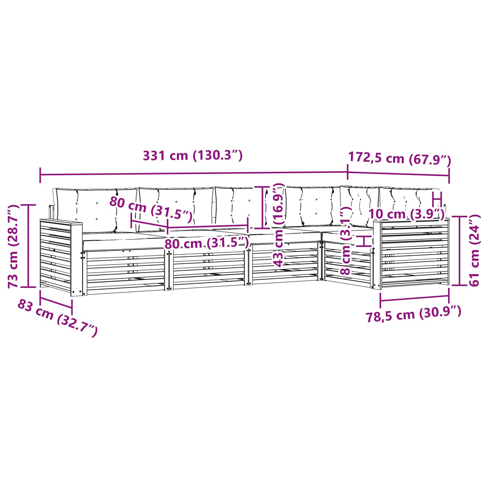 Ensemble de canapés d'extérieur 5 pcs Blanc et anthracite - XIOS