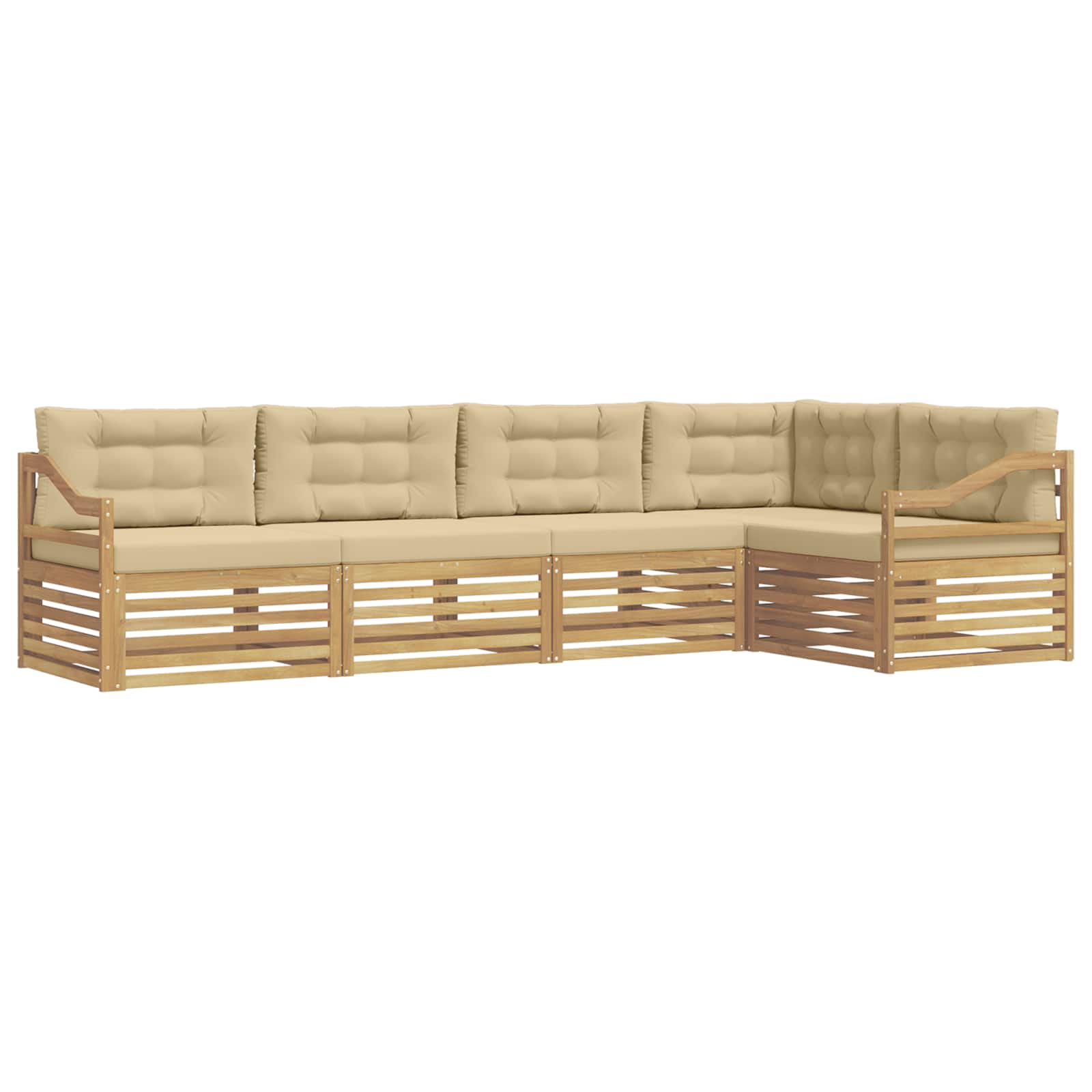 Ensemble de canapés d'extérieur 5 pcs Blanc et Beige Polyester - XIOS