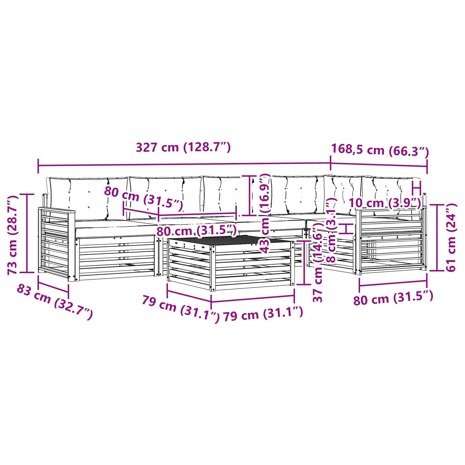 Ensemble de canapés d'extérieur 6 pcs Blanc et gris clair - XIOS