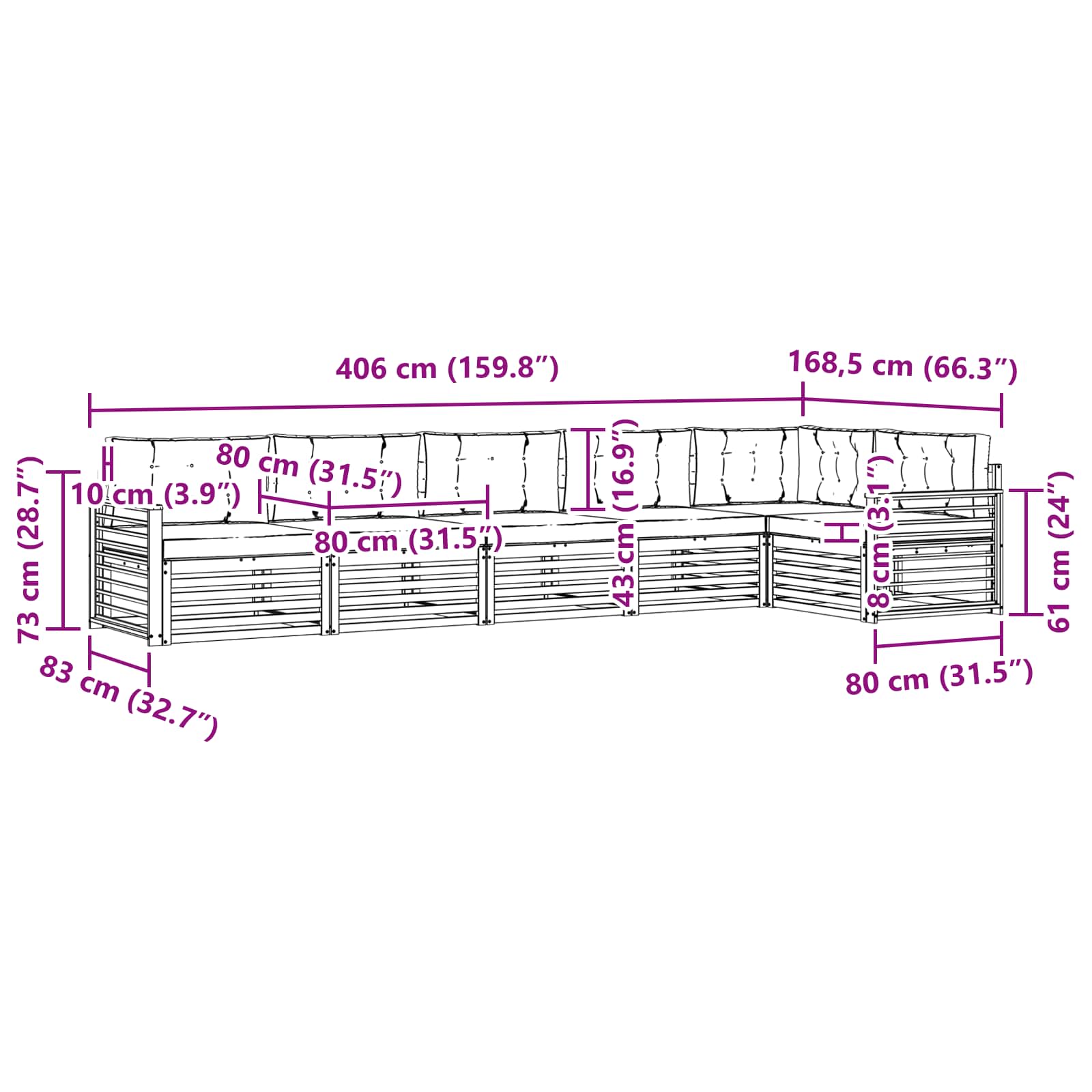 Ensemble de canapés d'extérieur 6 pcs Blanc et anthracite - XIOS