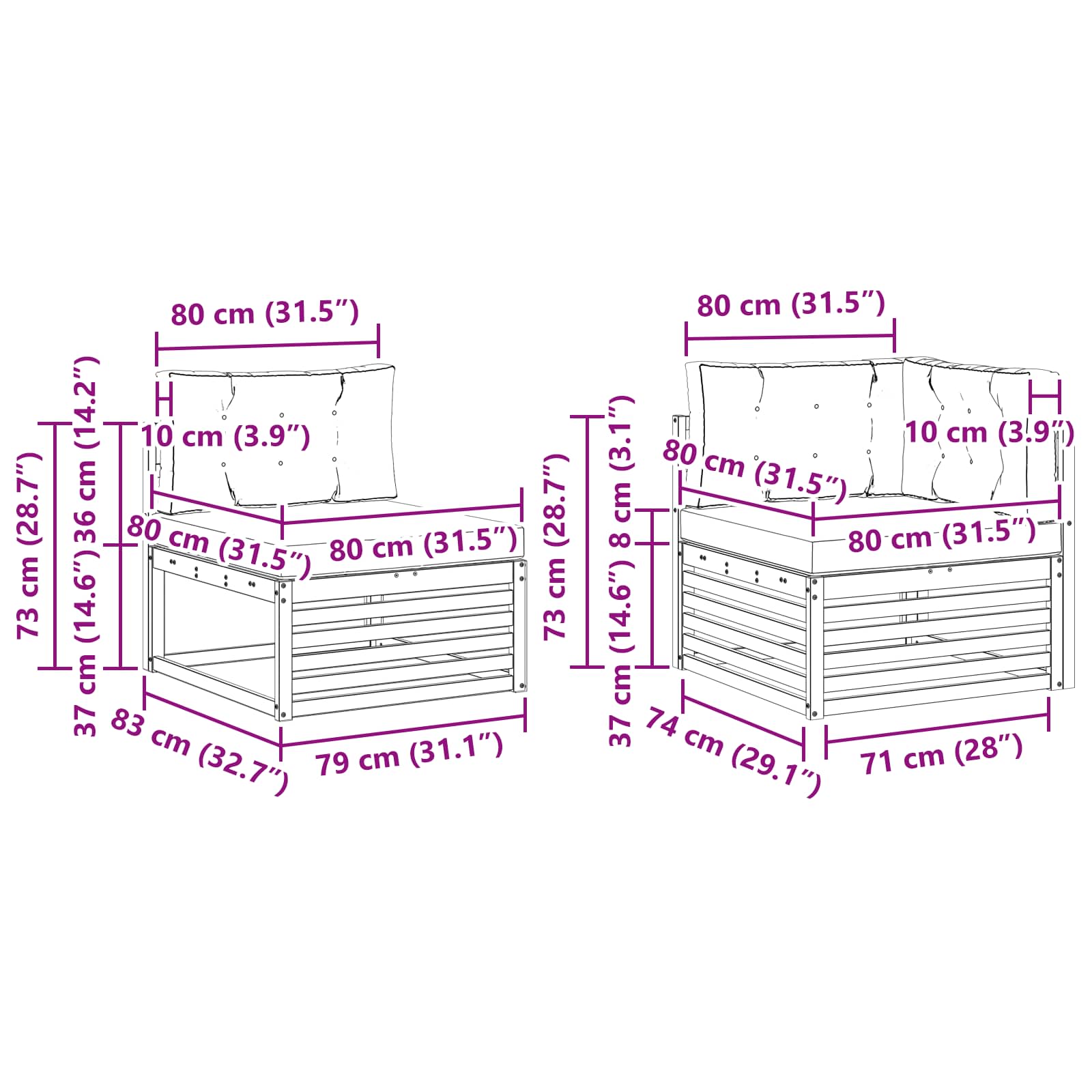 Ensemble de canapés d'extérieur 6 pcs Blanc et anthracite - XIOS