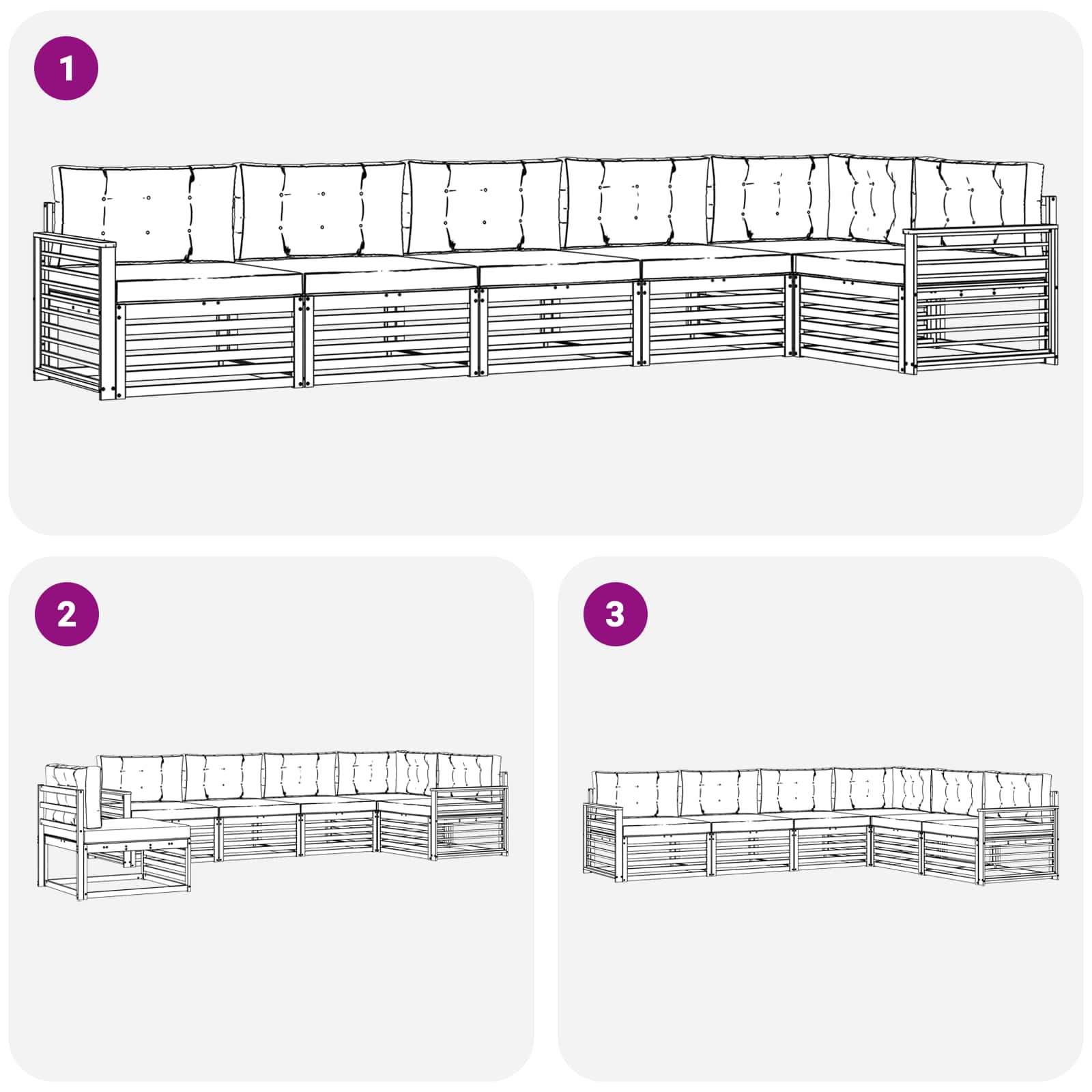 Ensemble de canapés d'extérieur 6 pcs Blanc et anthracite - XIOS