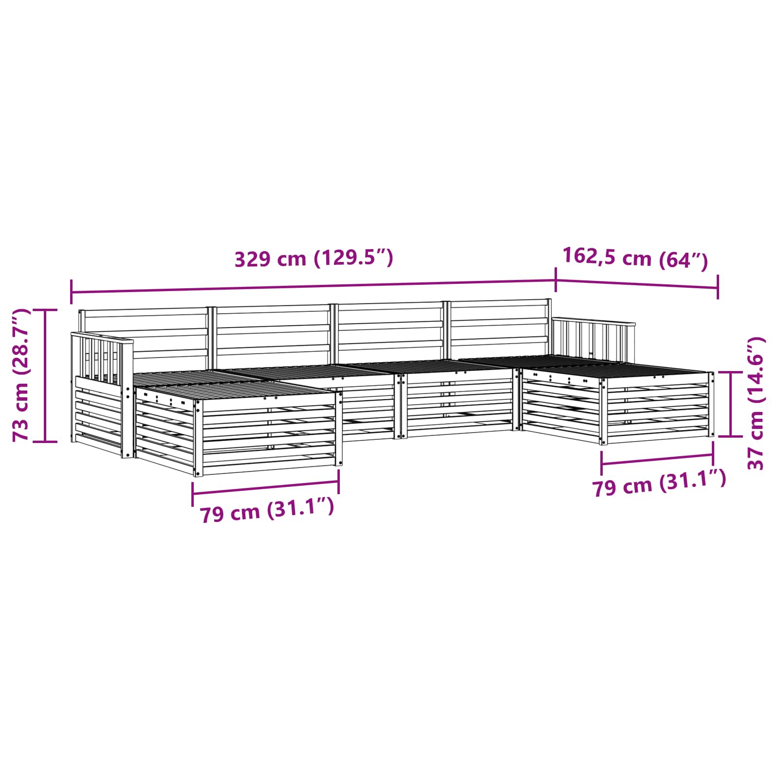 Ensembles de canapés 6 pcs Blanc Bois d'Acacia Massif - XIOS