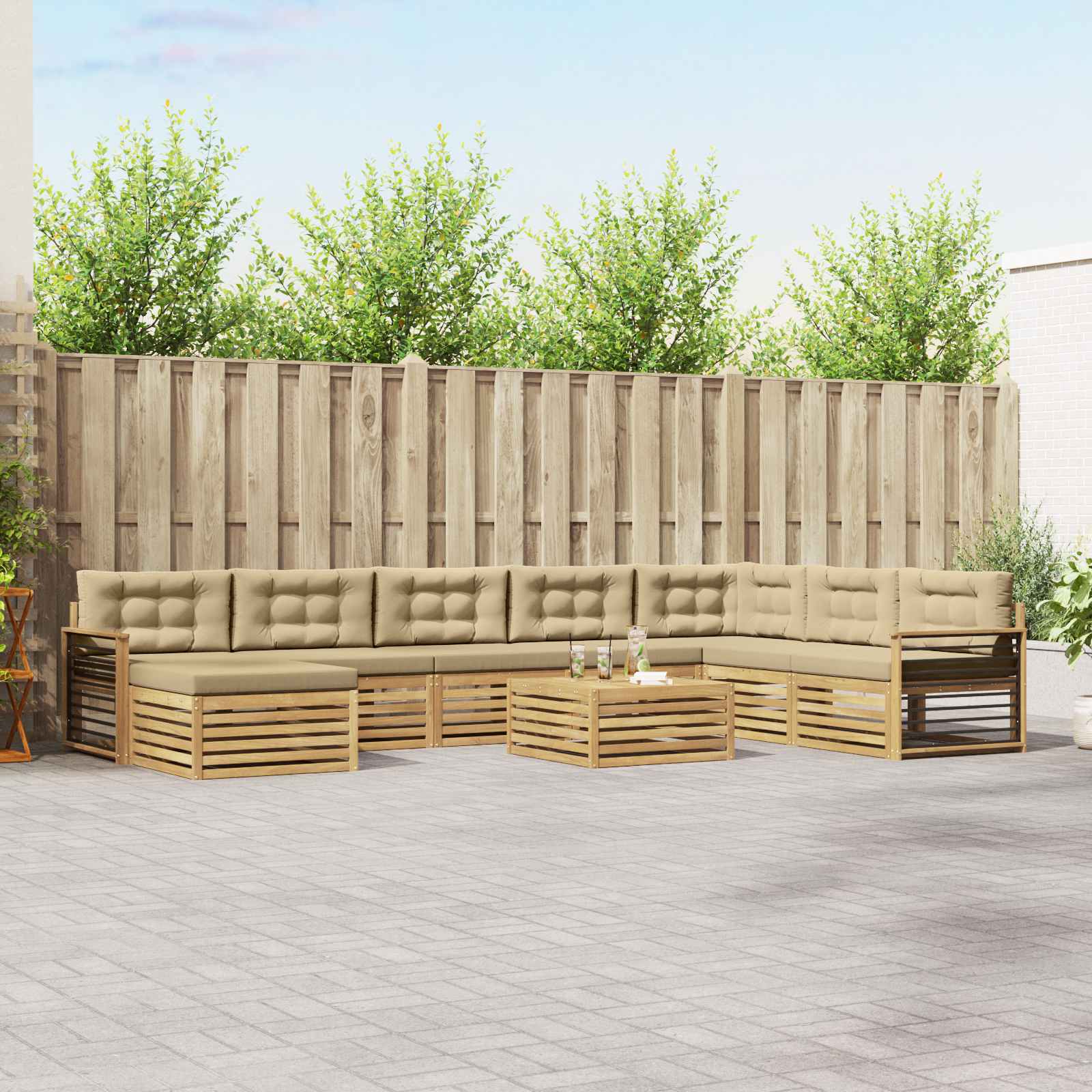 Ensemble de canapés d'extérieur 9 pcs Blanc et Beige - XIOS