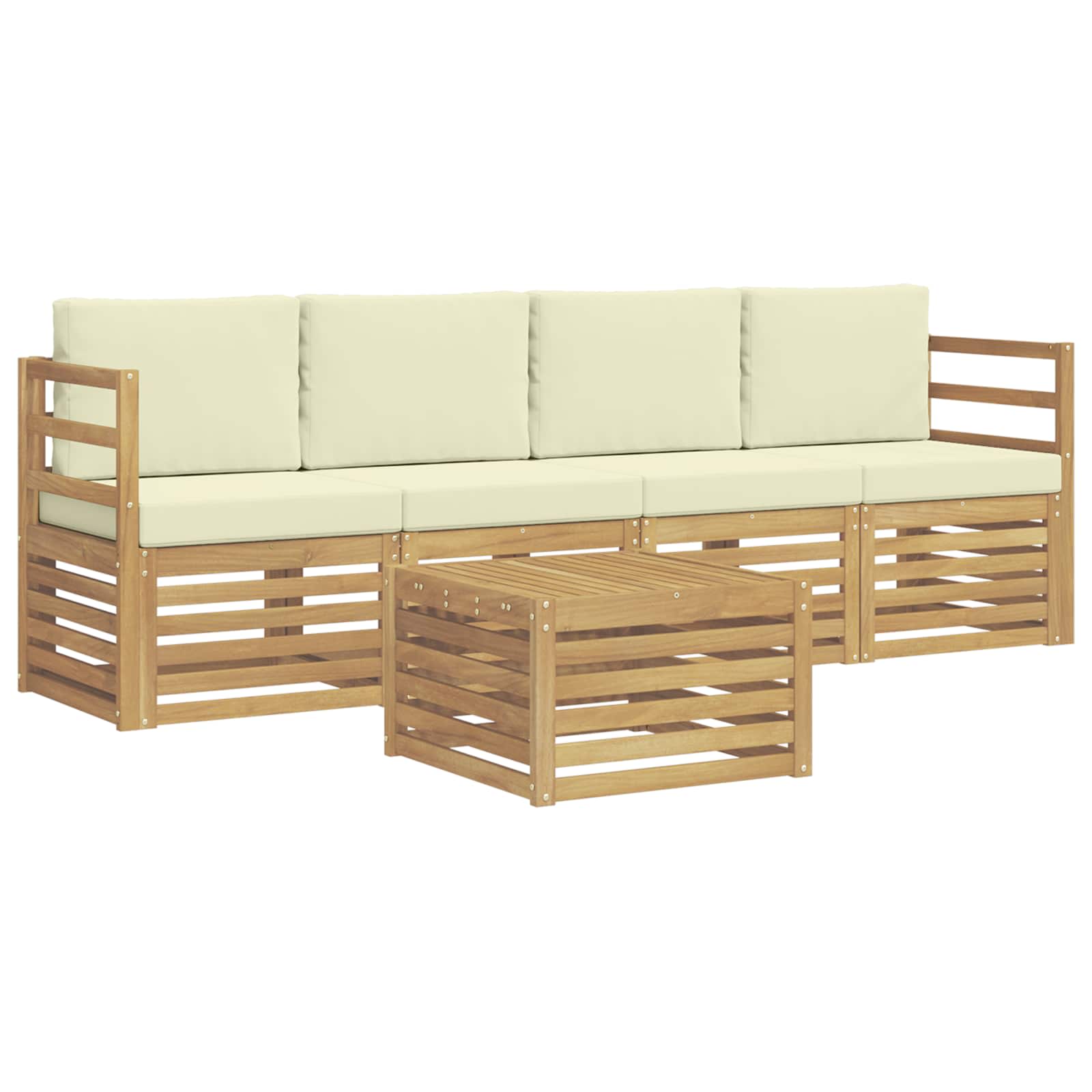 Ensemble de canapés d'extérieur 5 pcs Blanc et crème Polyester - XIOS