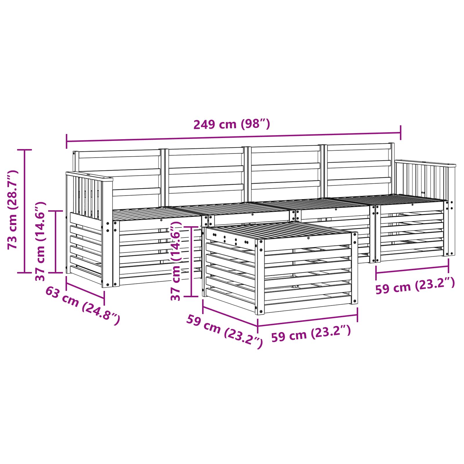 Ensemble de canapés d'extérieur 5 pcs Blanc - XIOS