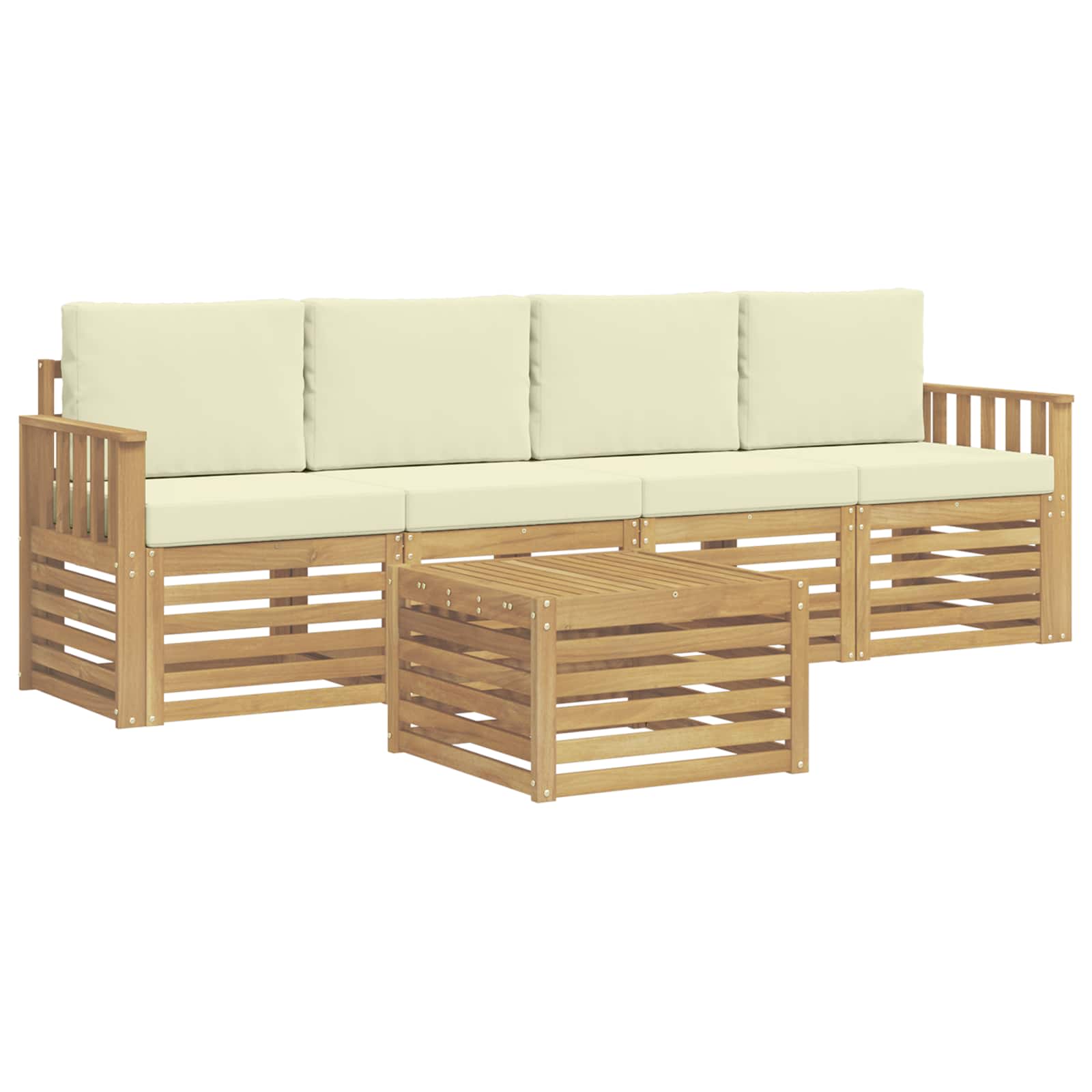 Ensemble de canapés d'extérieur 5 pcs Blanc et crème Polyester - XIOS