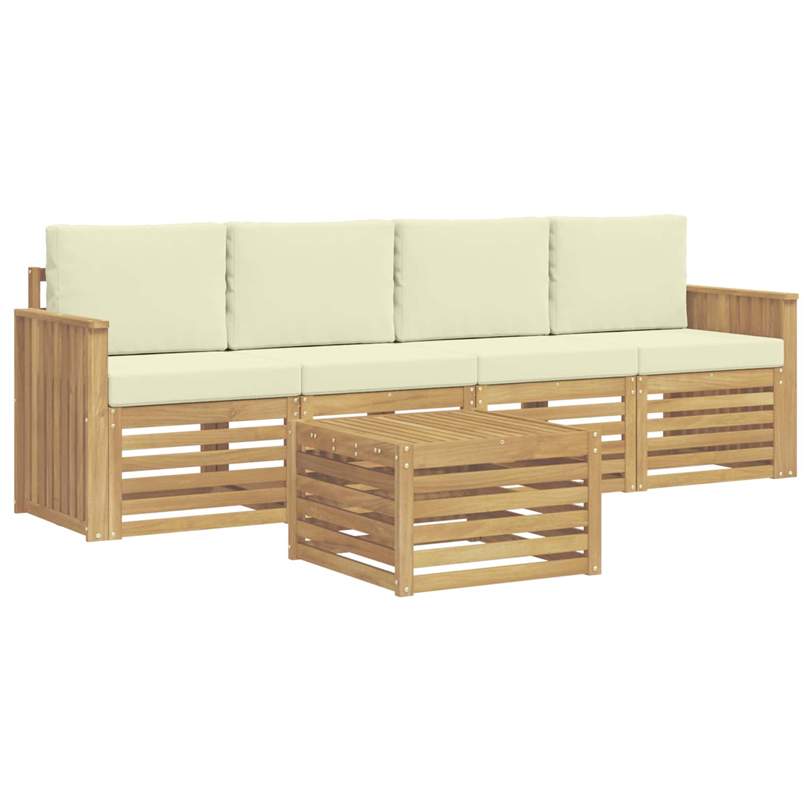 Ensemble de canapés d'extérieur 5 pcs Blanc et crème Polyester - XIOS