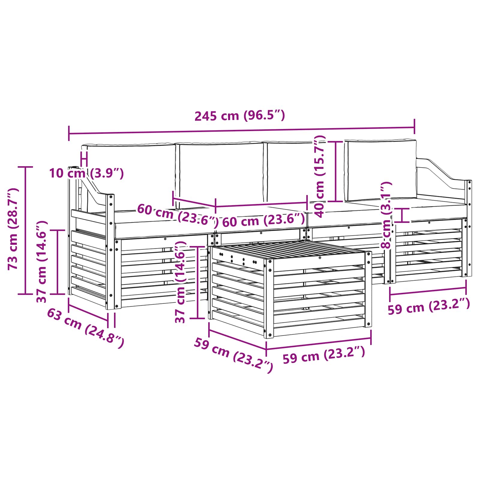 Ensemble de canapés d'extérieur 5 pcs Blanc et Beige Polyester - XIOS