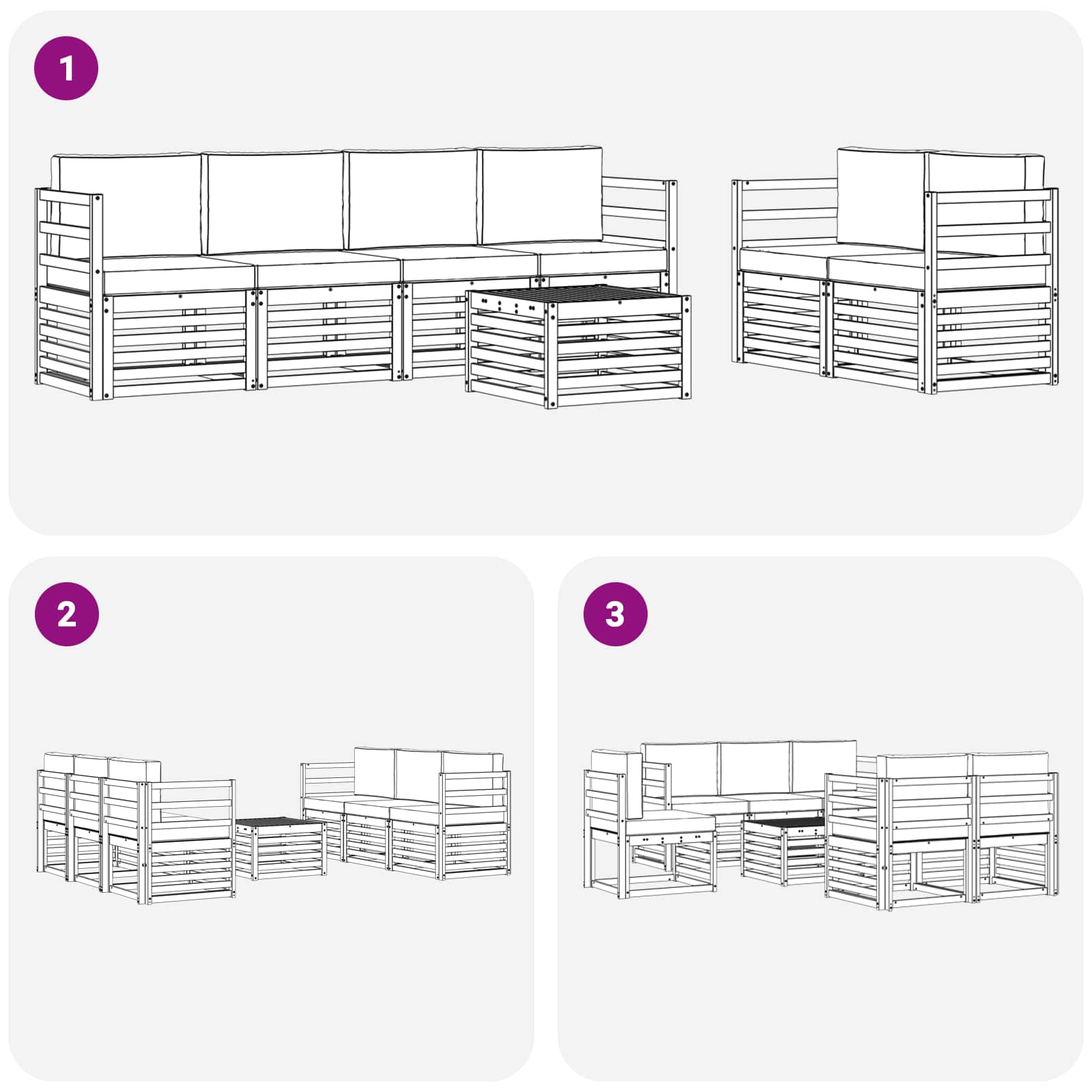 Ensemble de canapés d'extérieur 7 pcs Blanc et crème Polyester - XIOS