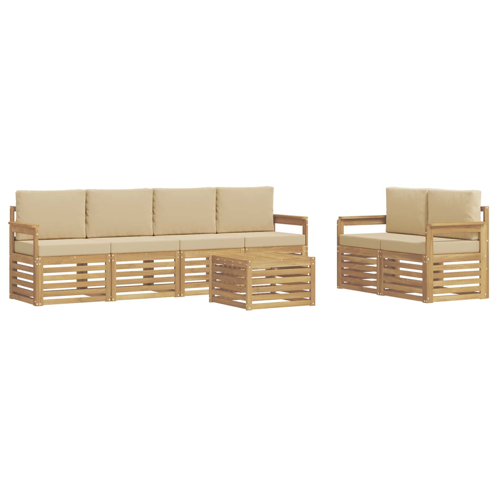 Ensemble de canapés d'extérieur 7 pcs Blanc et Beige Polyester - XIOS