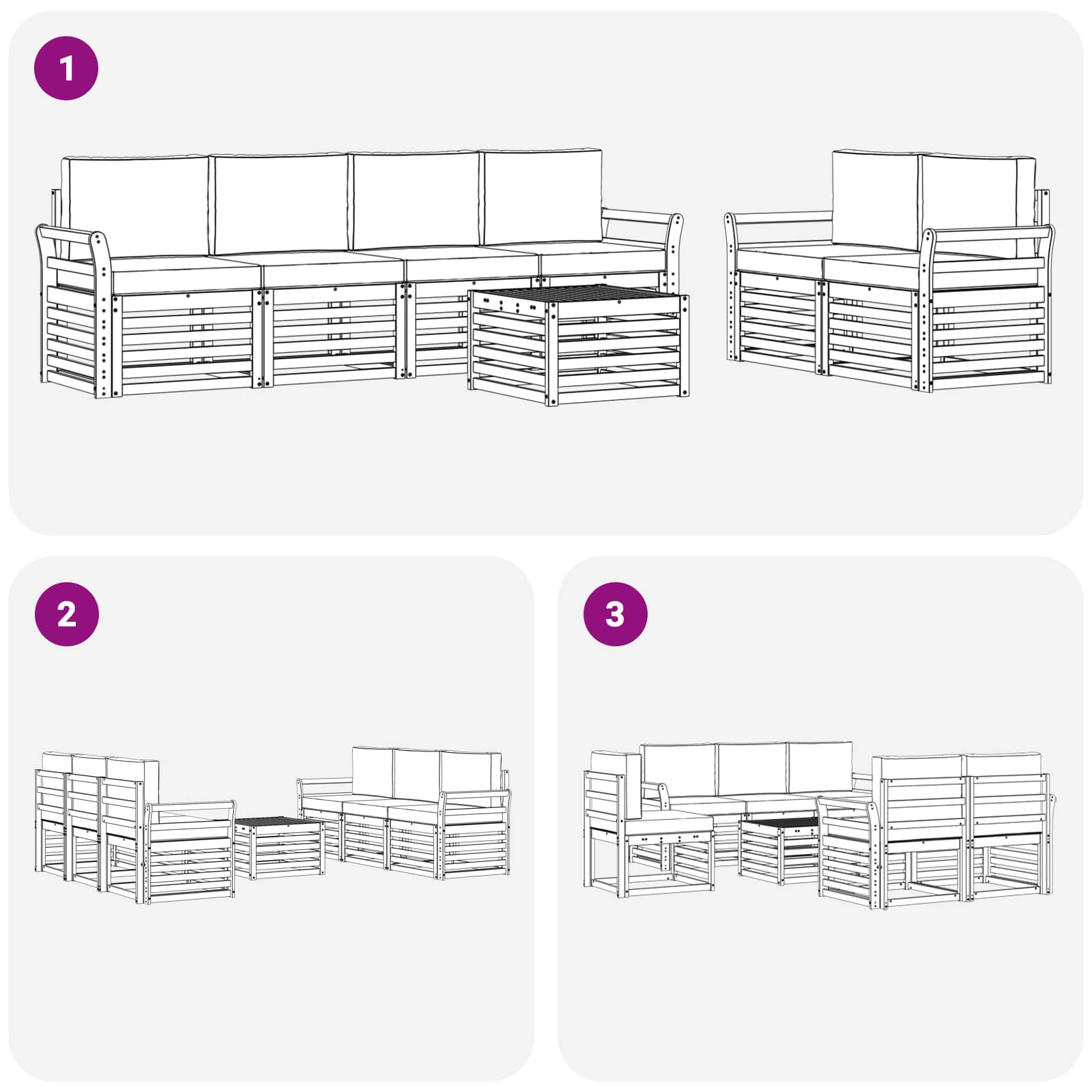 Ensemble de canapés d'extérieur 7 pcs Blanc et crème Polyester - XIOS