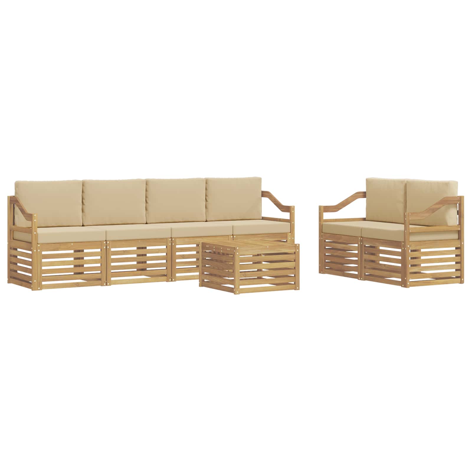 Ensemble de canapés d'extérieur 7 pcs Blanc et Beige Polyester - XIOS