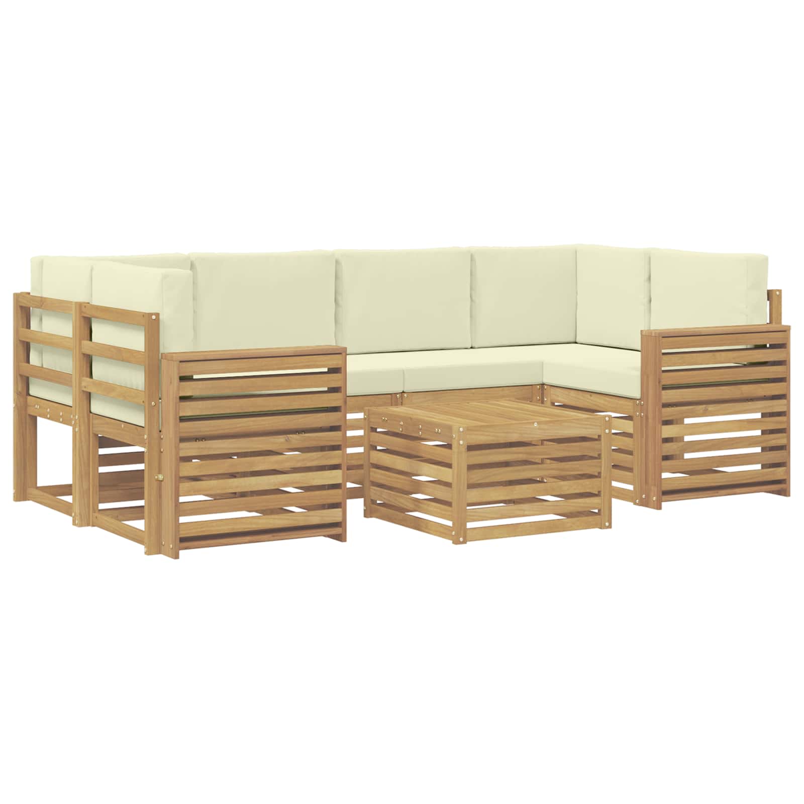 Ensemble de canapés d'extérieur 7 pcs Blanc et crème Polyester - XIOS
