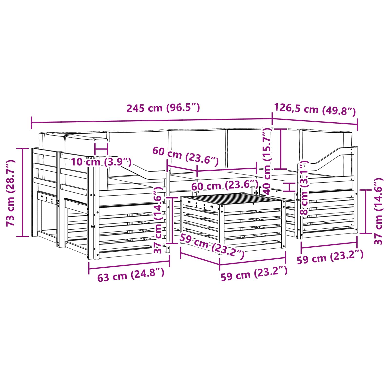 Ensemble de canapés d'extérieur 7 pcs Blanc et anthracite - XIOS