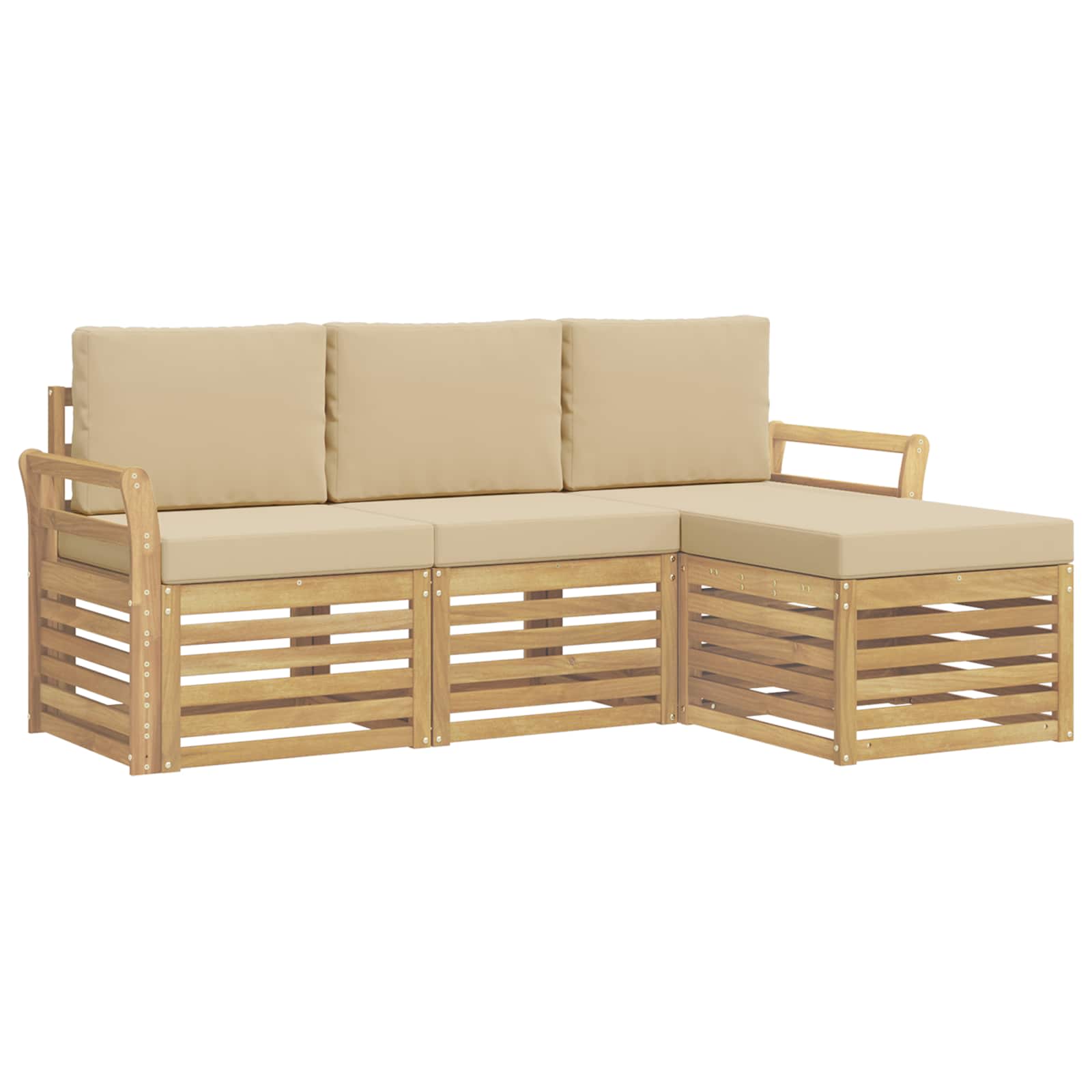 Ensemble de canapés d'extérieur 4 pcs Blanc et Beige - XIOS