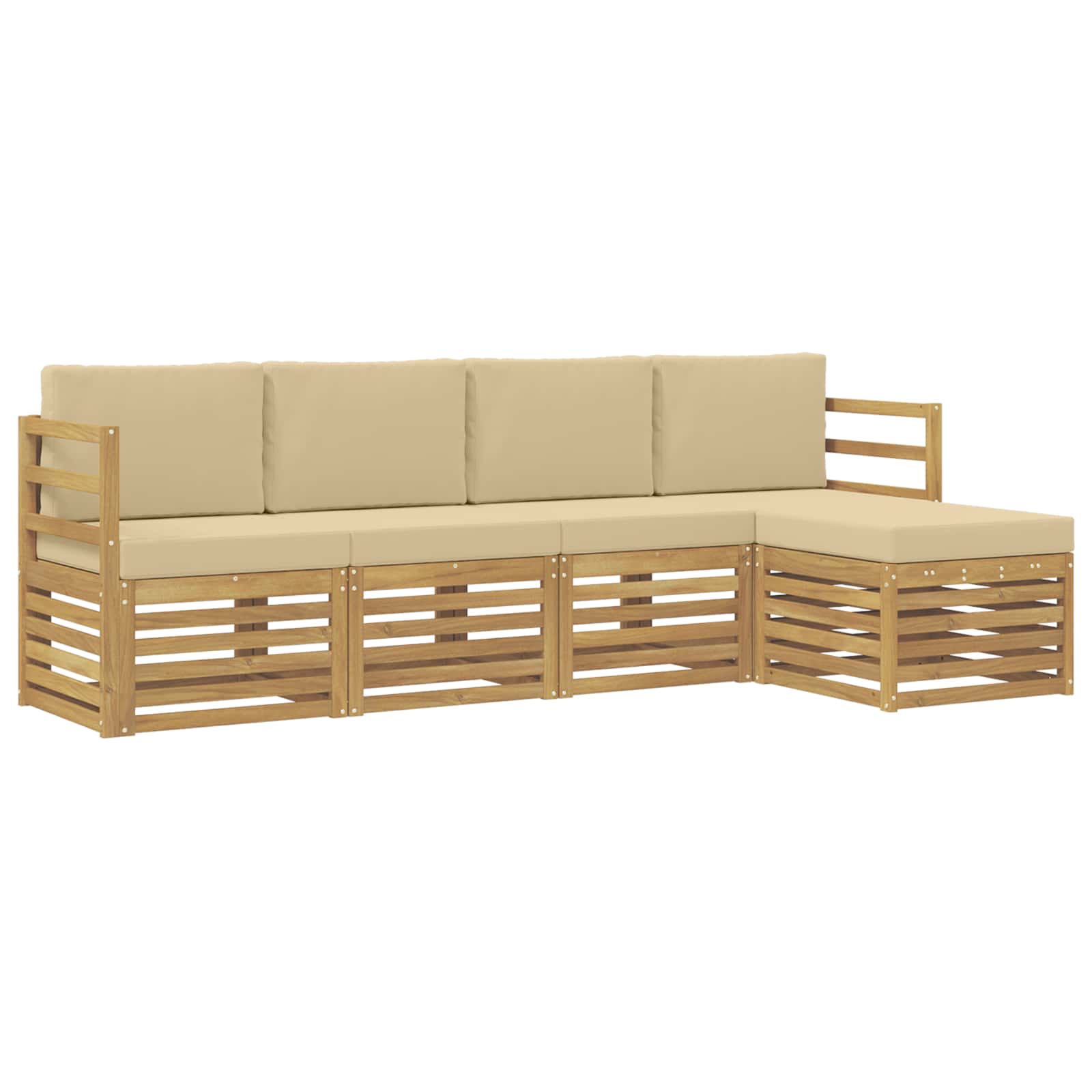 Ensemble de canapés d'extérieur 5 pcs Blanc et Beige Polyester - XIOS