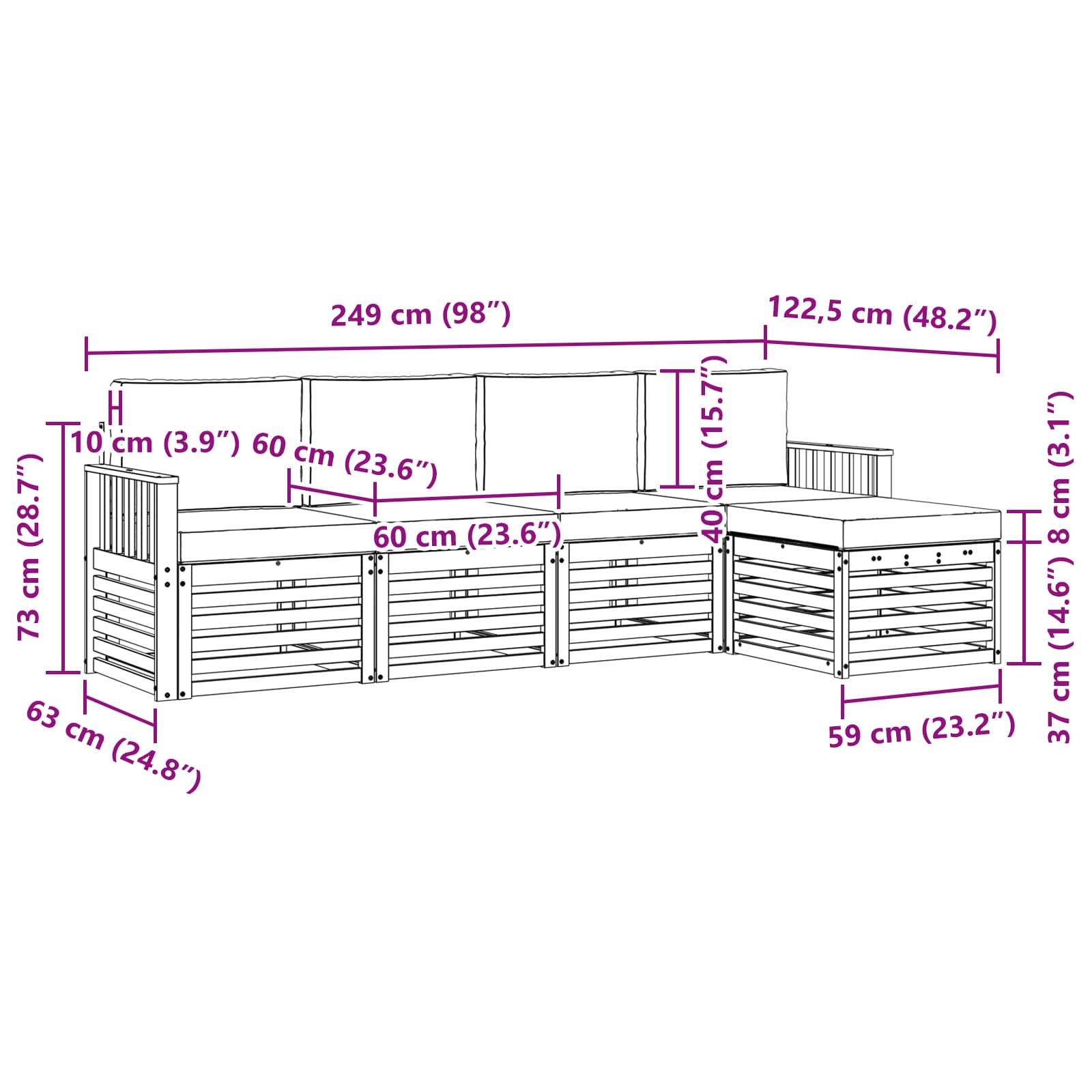 Ensemble de canapés d'extérieur 5 pcs Blanc et Beige - XIOS