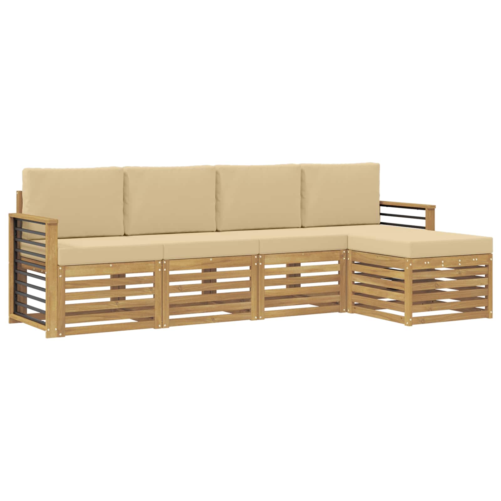 Ensemble de canapés d'extérieur 5 pcs Blanc et Beige Polyester - XIOS