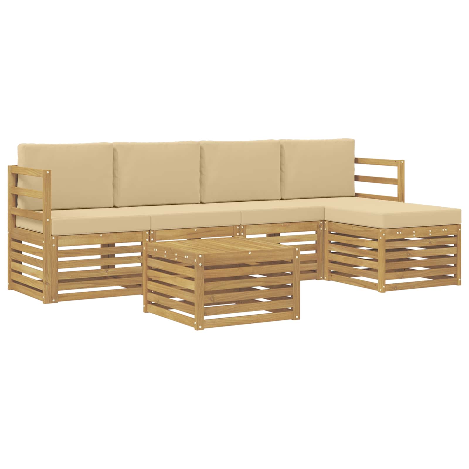 Ensemble de canapés d'extérieur 6 pcs Blanc et Beige Polyester - XIOS