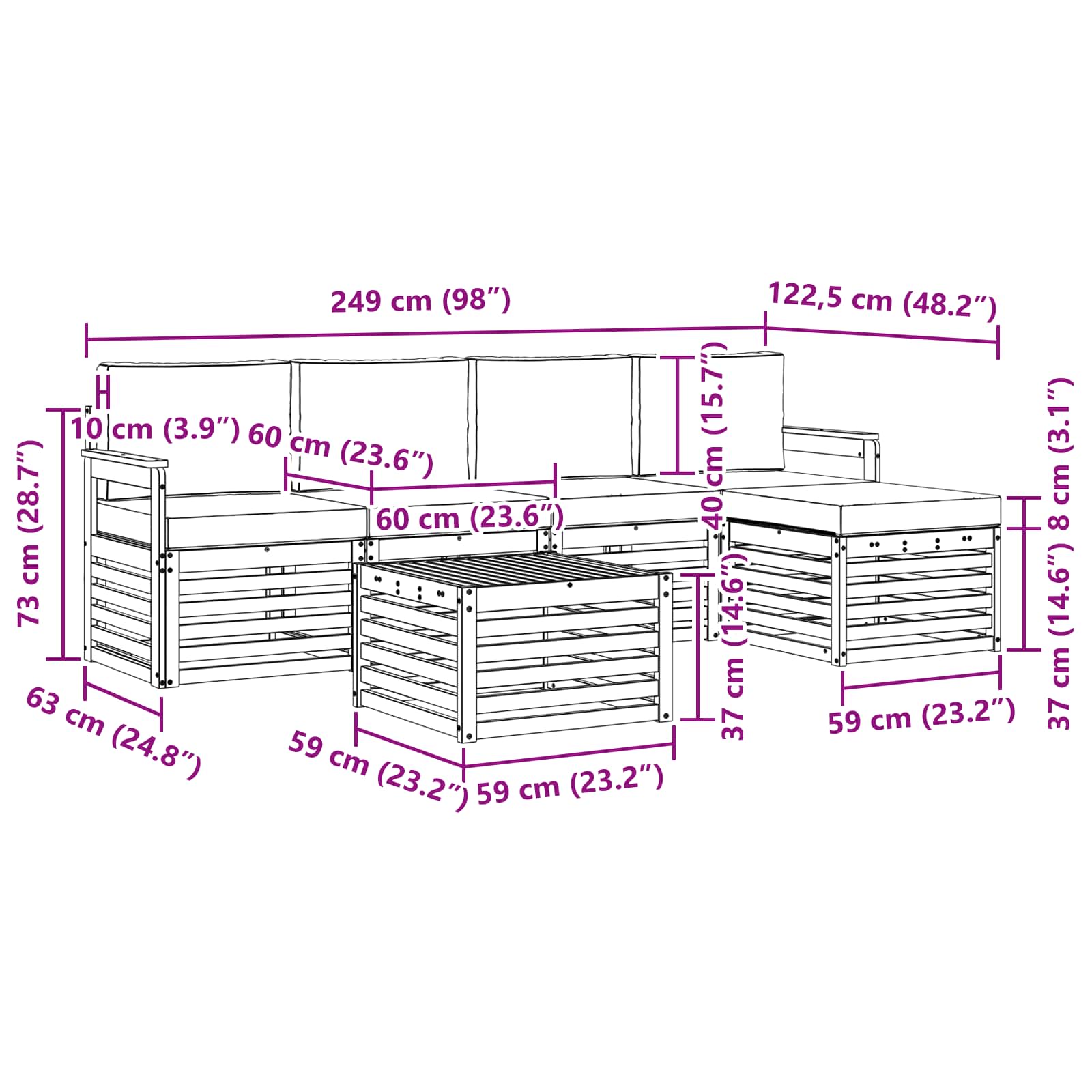 Ensemble de canapés d'extérieur 6 pcs Blanc et Beige - XIOS