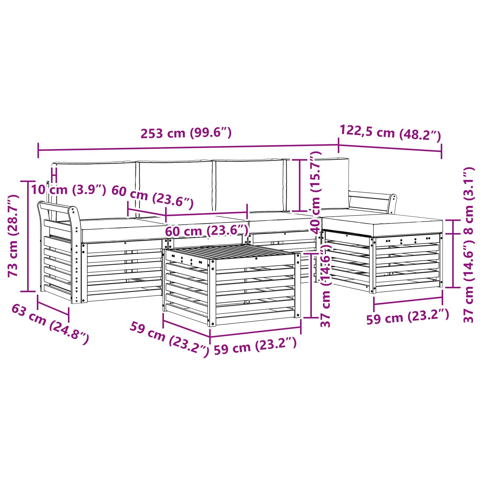 Ensemble de canapés d'extérieur 6 pcs Blanc et anthracite - XIOS