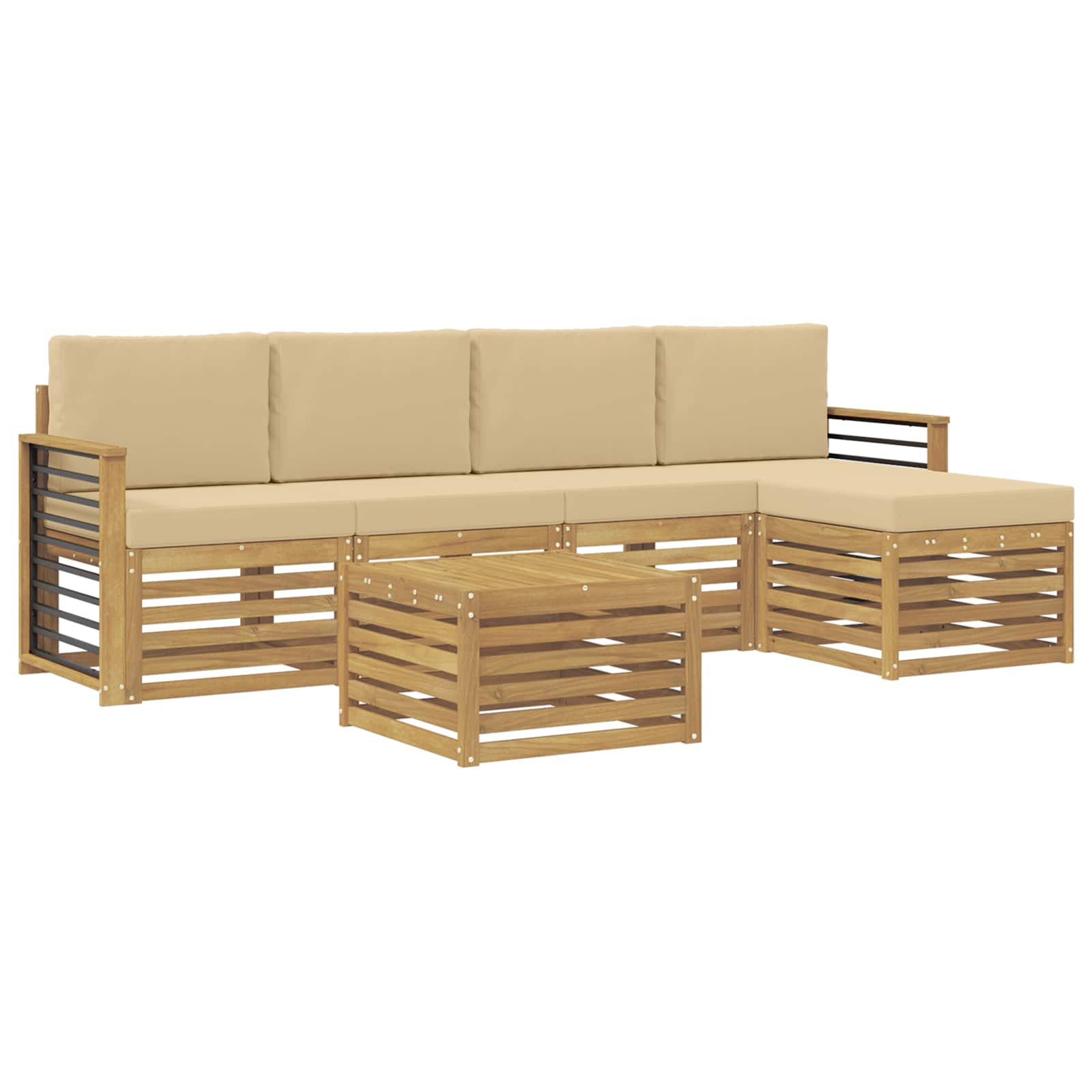 Ensemble de canapés d'extérieur 6 pcs Blanc et Beige Polyester - XIOS