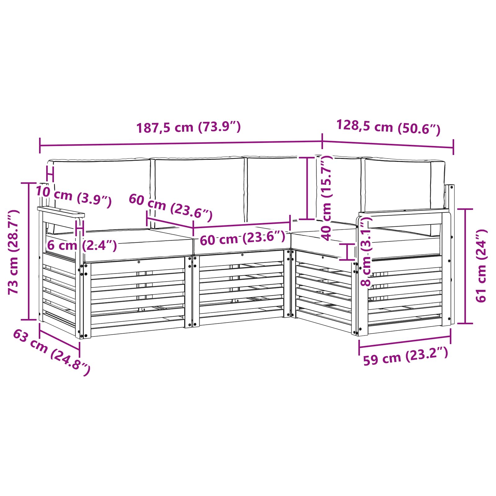 Ensemble de canapés d'extérieur 4 pcs Blanc et Beige - XIOS