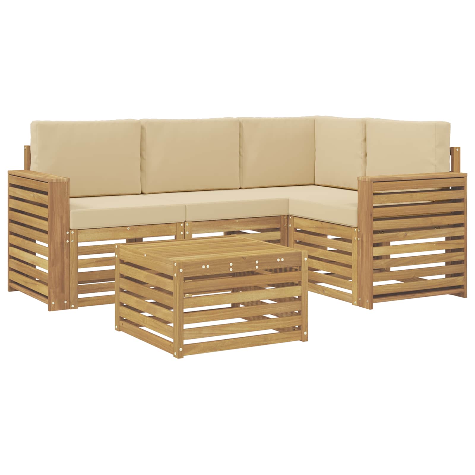 Ensemble de canapés d'extérieur 5 pc Blanc et Beige Polyester - XIOS