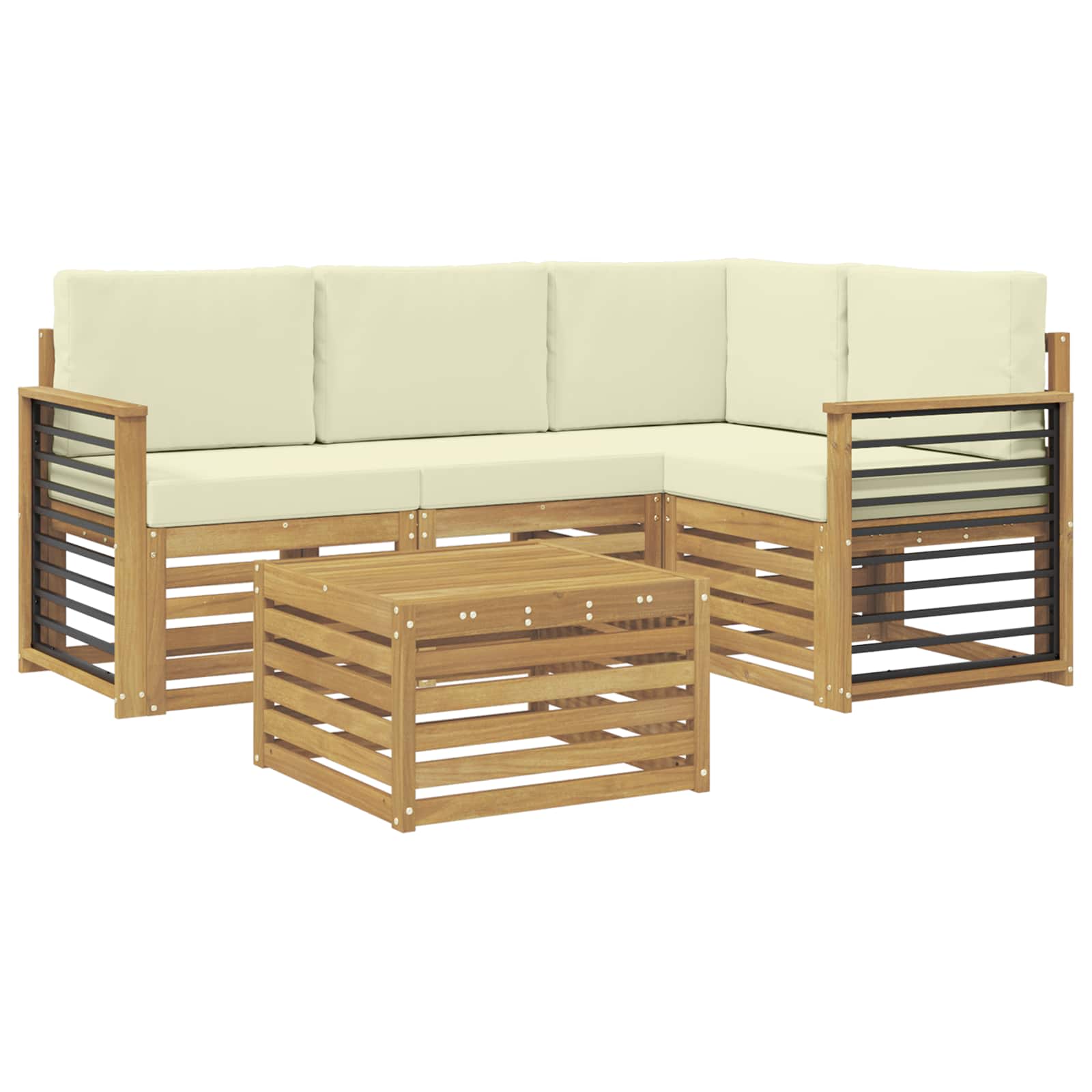 Ensemble de canapés d'extérieur 5 pcs Blanc et crème Polyester - XIOS