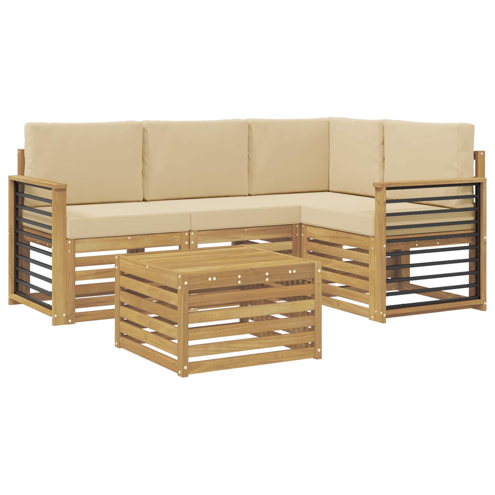 Ensemble de canapés d'extérieur 5 pcs Blanc et Beige - XIOS